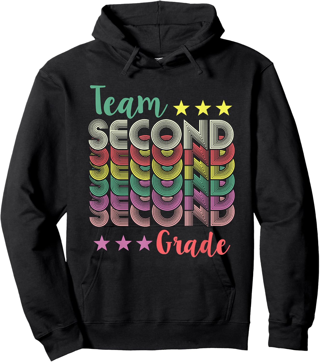 Team 2nd Second Grade Teacher Back To School Vintage Men Women Girls Kids Hoodie - Hoodie | Black