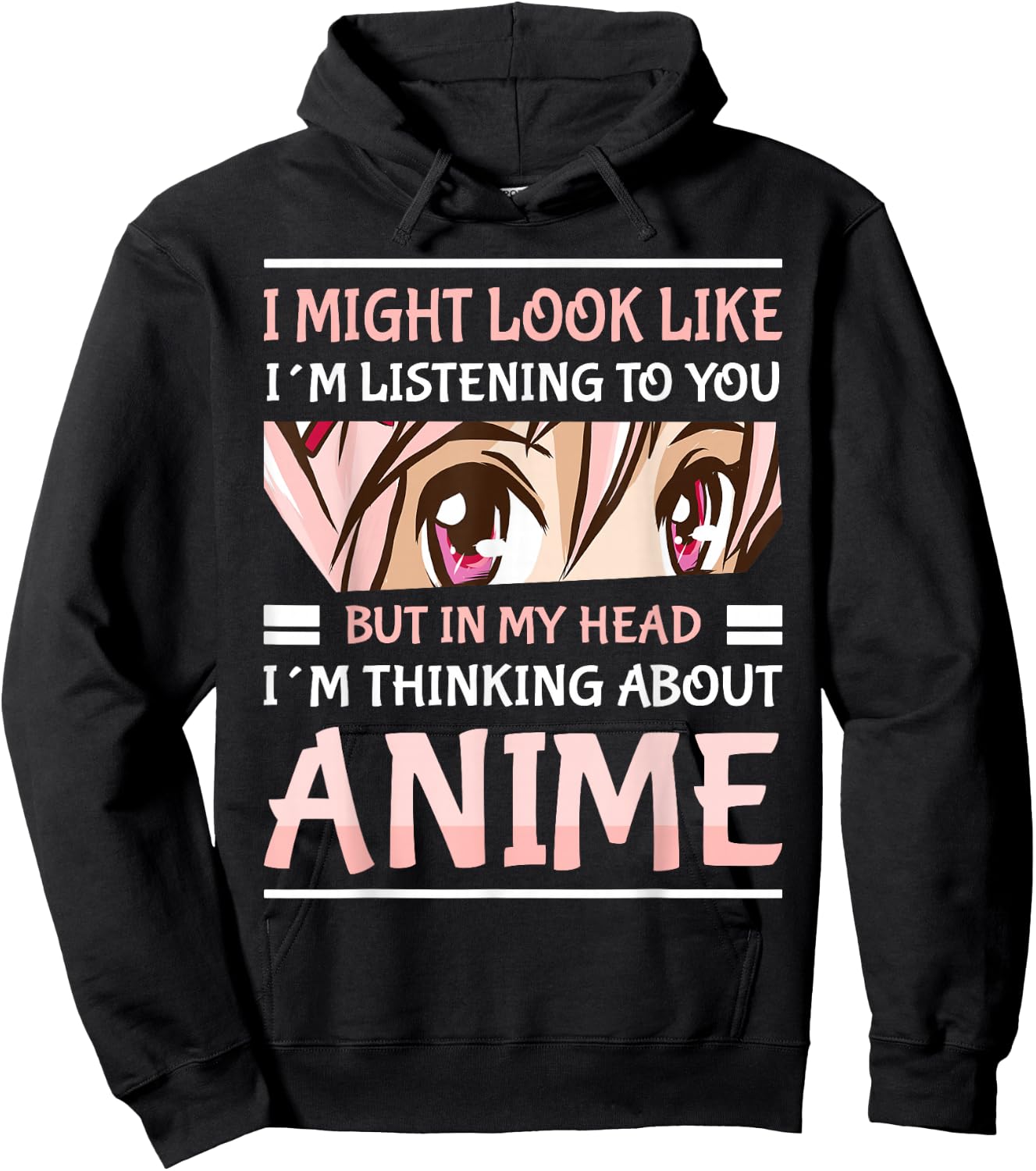 Anime Manga Kawai Japanese Gifts i Might Look Like I'm Listening to You Thinking About Anime Anime Black Small Hoodie - Hoodie | Black