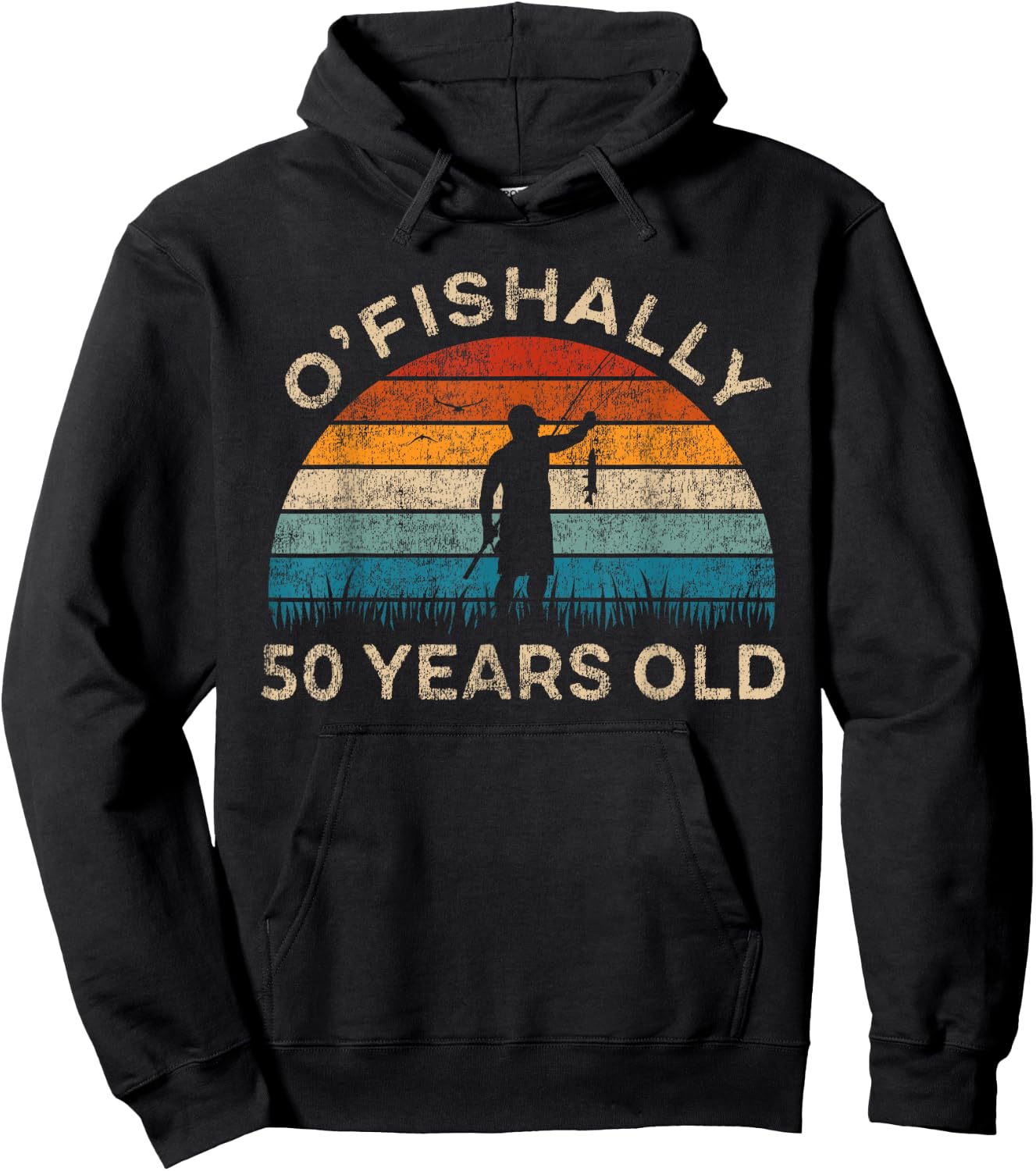 Ofishally 50 Years Old Fisherman 50th Birthday Fishing Hoodie - Hoodie | Black