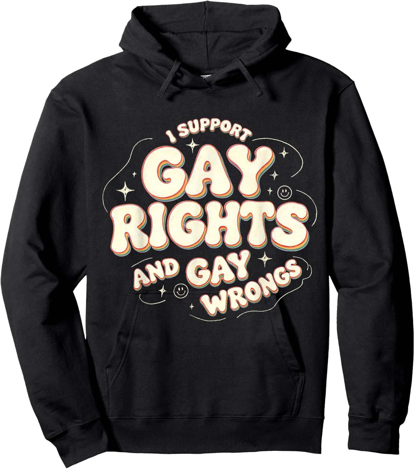 I Support Gay Rights and Gay Wrong Funny LGBTQ Gay Pride Hoodie - Hoodie | Black