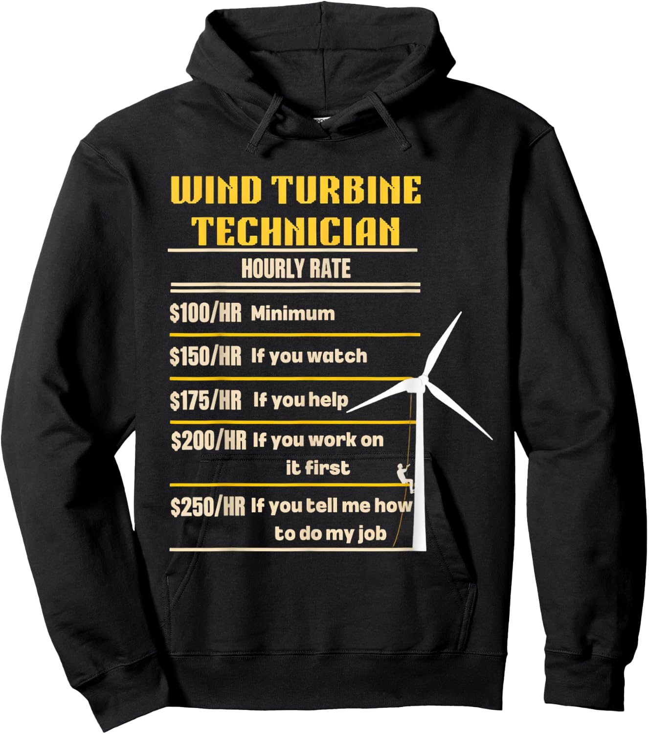 Windmill Engineer Tech Fan Hourly Wind Turbine Technician Hoodie - Hoodie | Black