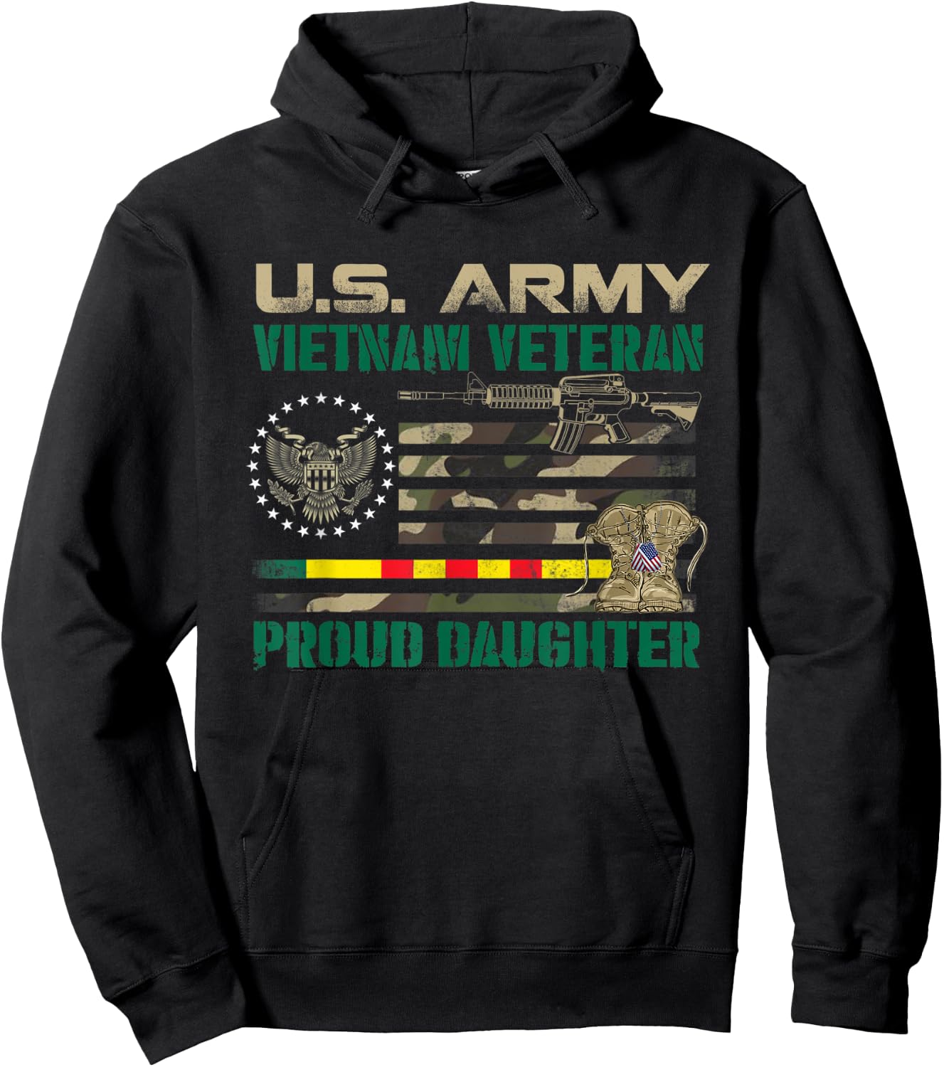 Proud Daughter Of A US Army Vietnam Veteran, Veterans Day Hoodie - Hoodie | Black