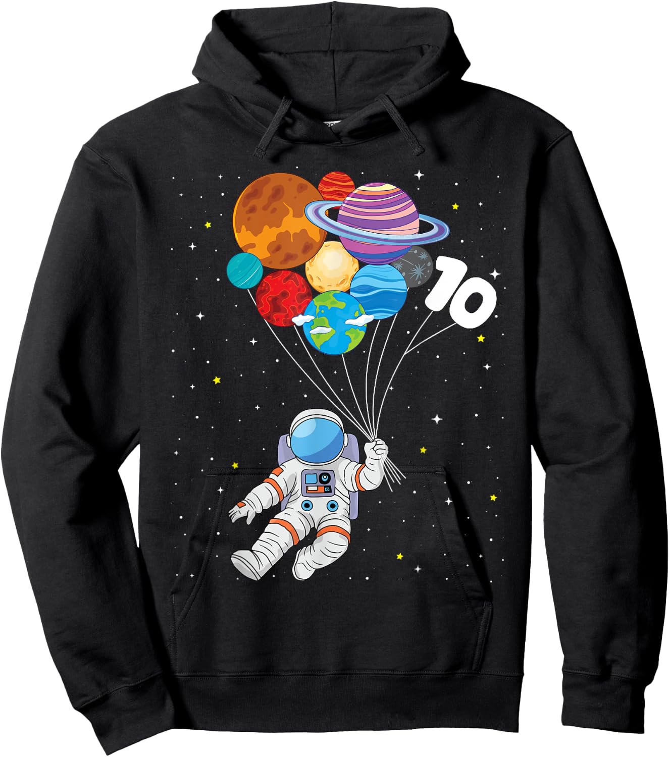 10th Birthday Astronaut Space 10 Year Old Birthday Boys Kids Hoodie - Hoodie | Black