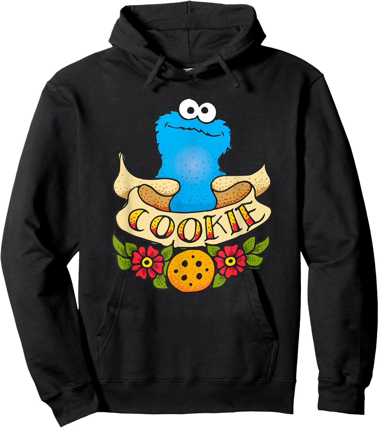 Sesame Street Cookie Monster Cookie Tattoo Hoodie - Hoodie | Black