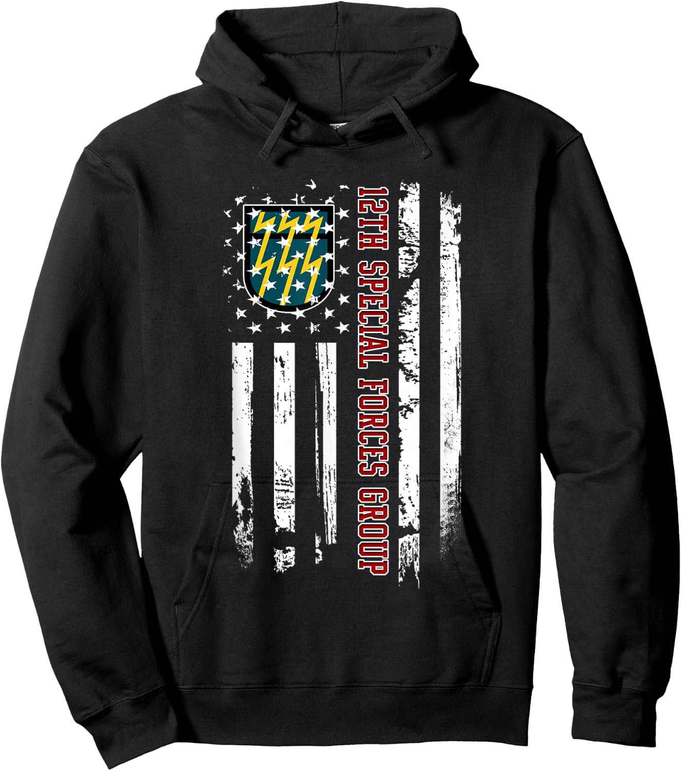 12th Special Forces Group Veteran USA Flag Veterans Day Xmas Women Men Hoodie - Hoodie | Black