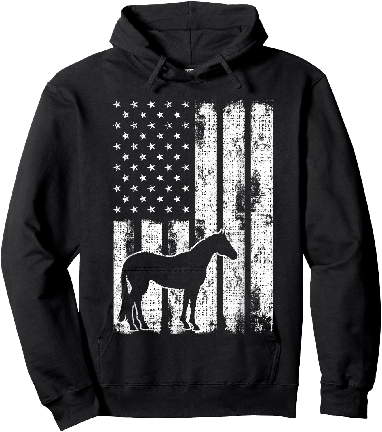 Freedom Horse Patriotic Horse American Flag Horseback Riding Hoodie - Hoodie | Black