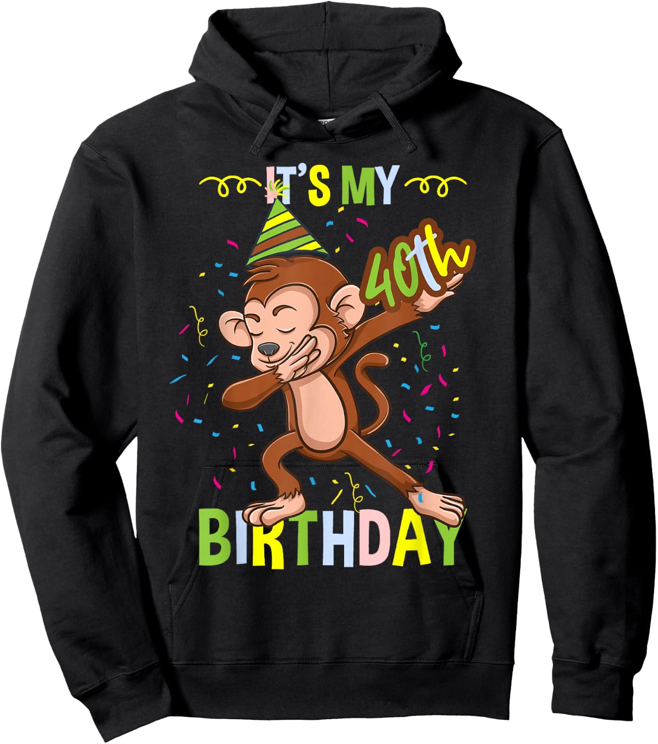 Its My 40th Birthday Monkey Hoodie - Hoodie | Black