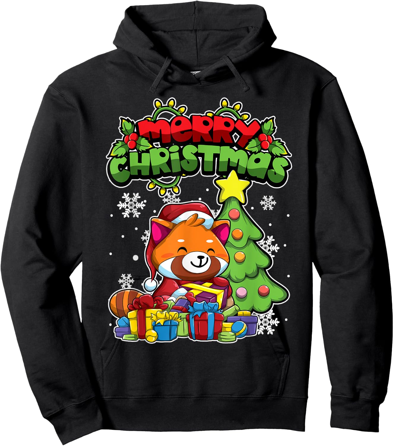 Merry Christmas Animals - Xmas Red Panda Hoodie - Hoodie | Black