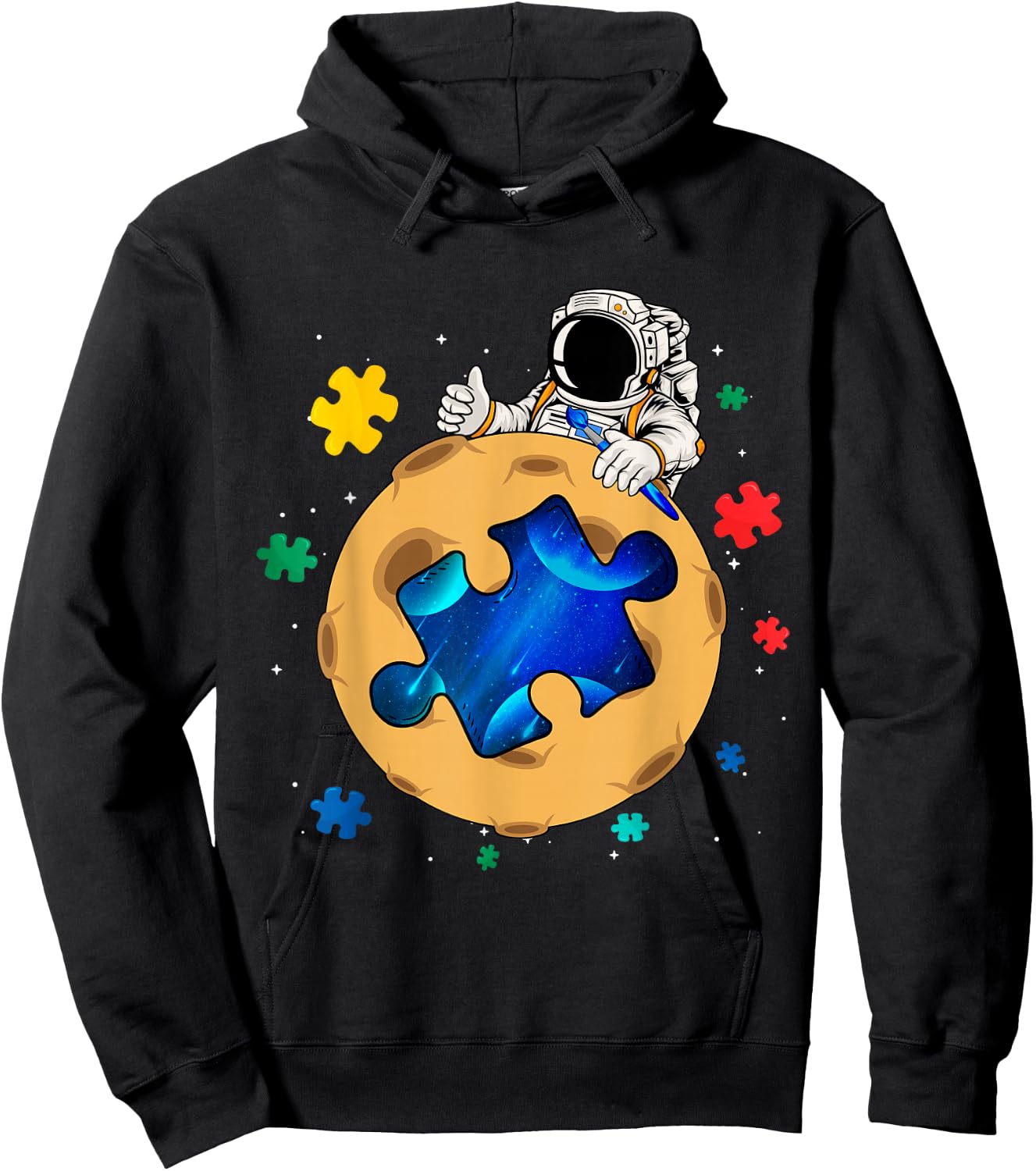 Promote Awareness of Autism Space Astronaut Puzzle Planet Hoodie - Hoodie | Black