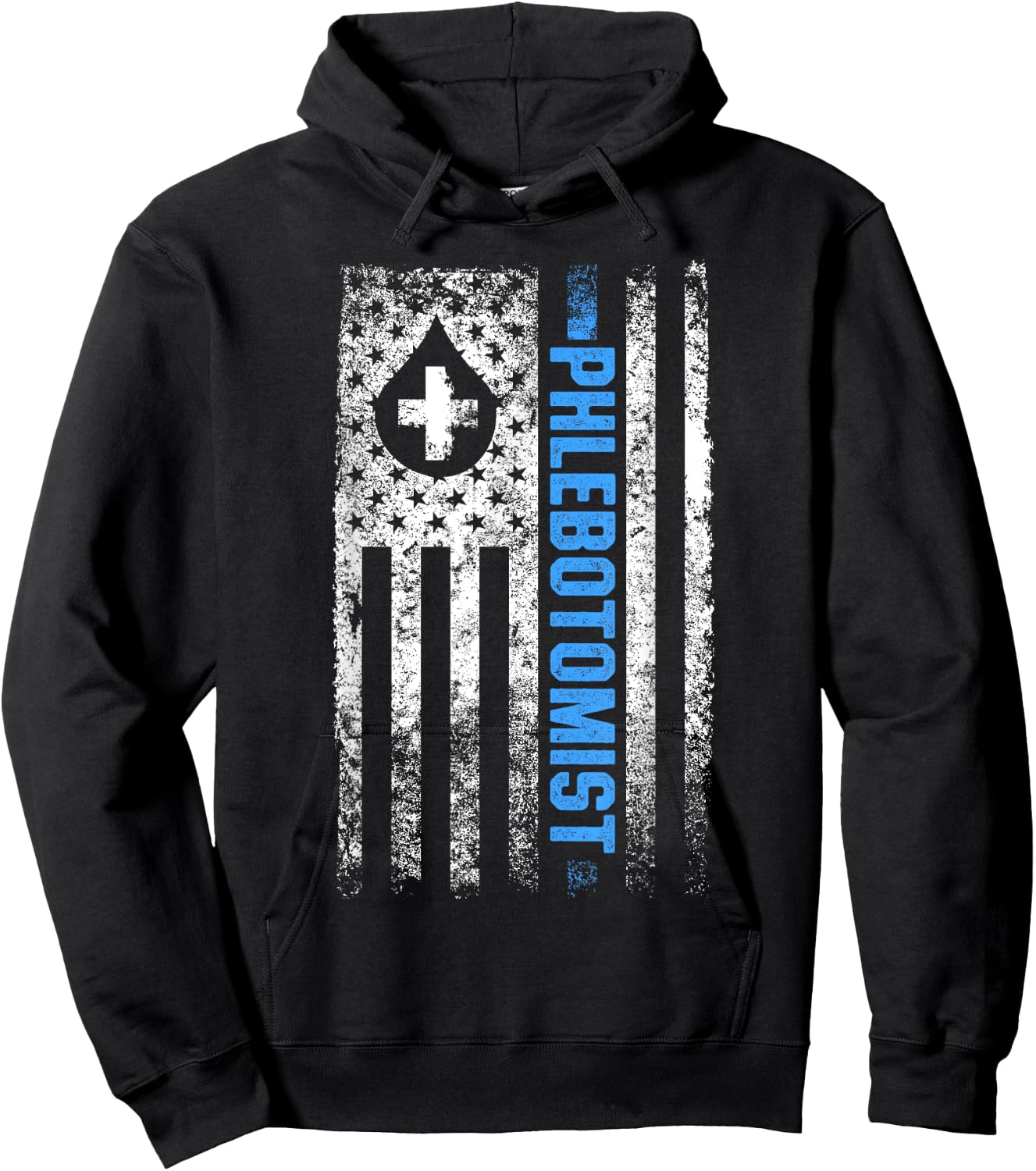 Phlebolyse Krankenschwester Analyse Vene Geschenk US Flag Phlebotomy Phlebotomic Blood Doctor Hoodie - Hoodie | Black