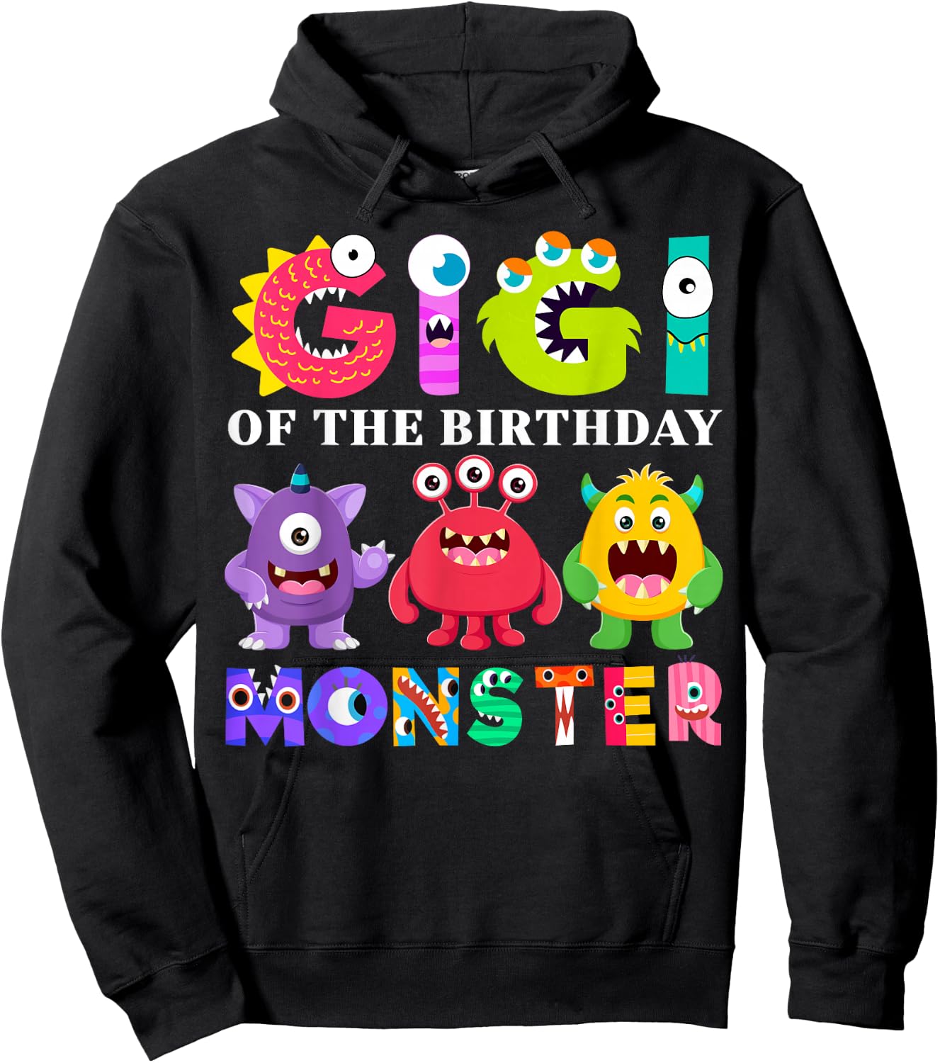 Gigi Little Monster Kids 1st Birthday Party Family Monster Hoodie - Hoodie | Black