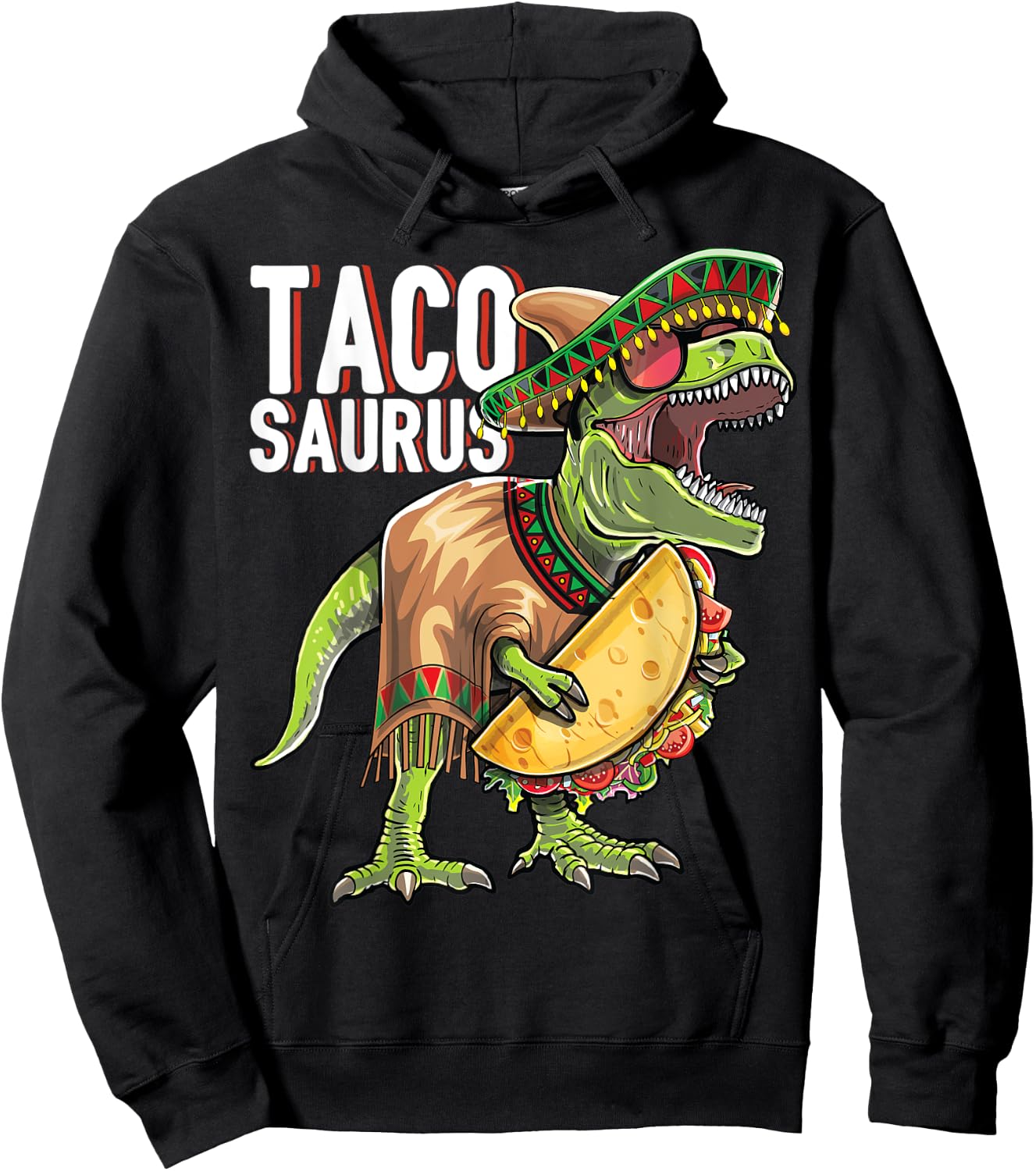 Tacosaurus Cinco De Mayo Dinosaur Taco Party Gift Kids Hoodie - Hoodie | Black