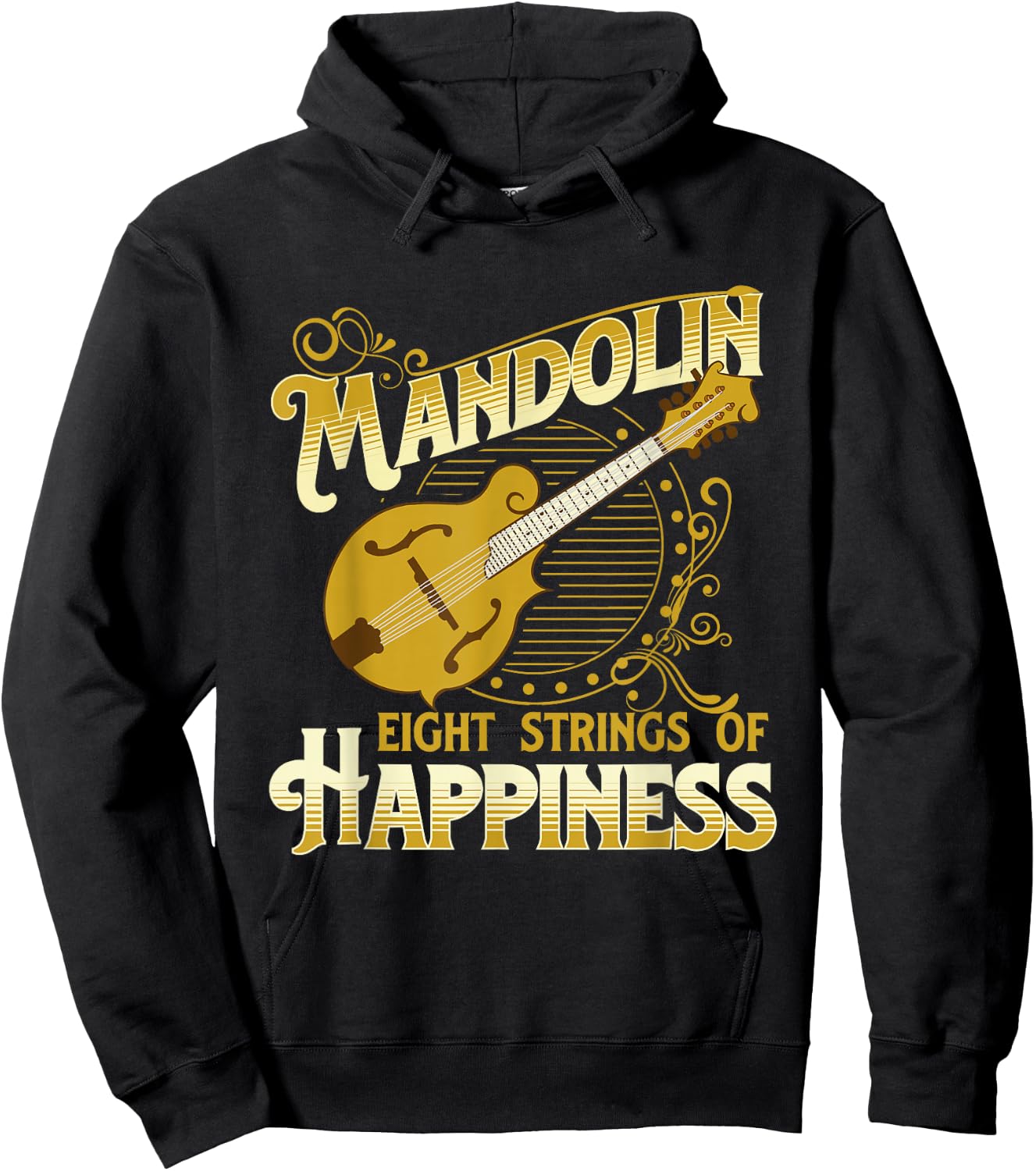 Mandolin Eight Strings Of Happiness - Mandolin Folk Player Hoodie - Hoodie | Black