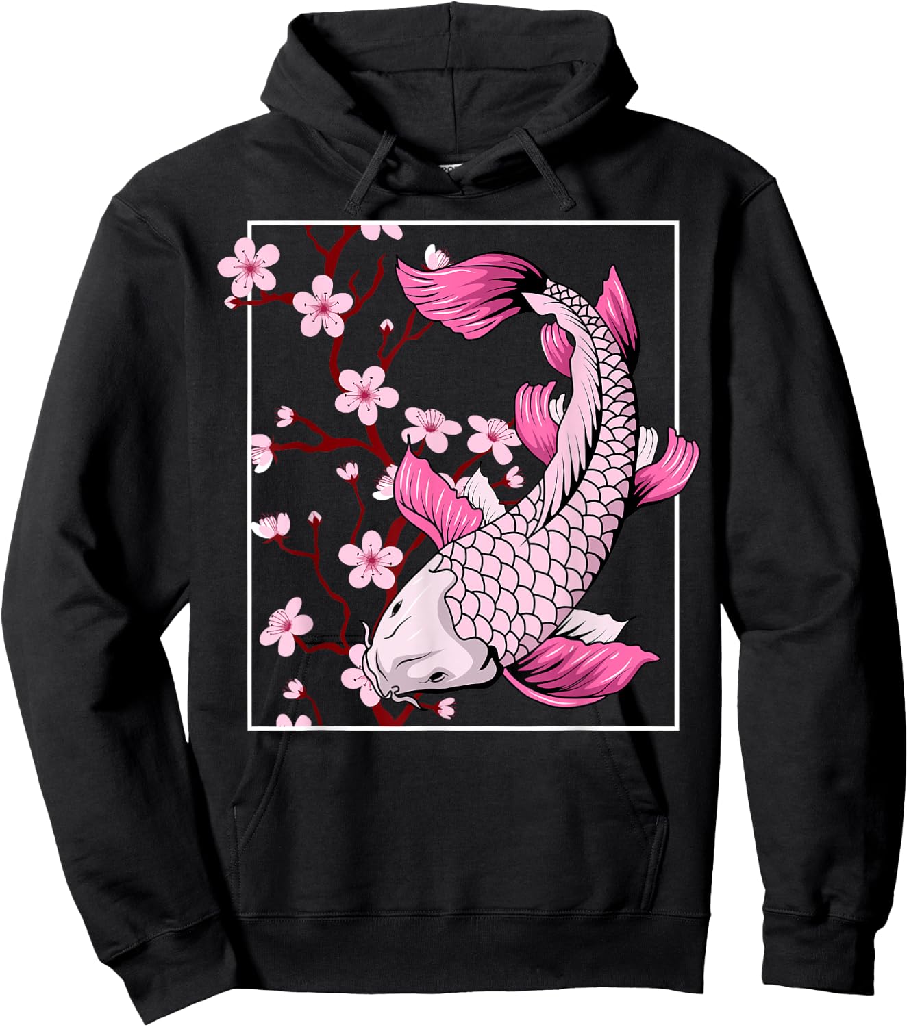 Vintage Sakura Blossom Flower Koi Fish Hoodie - Hoodie | Black