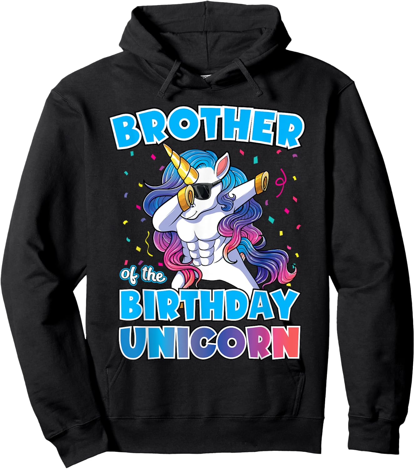 Brother of the Birthday Unicorn Dabbing Unicorn Brother Hoodie - Hoodie | Black