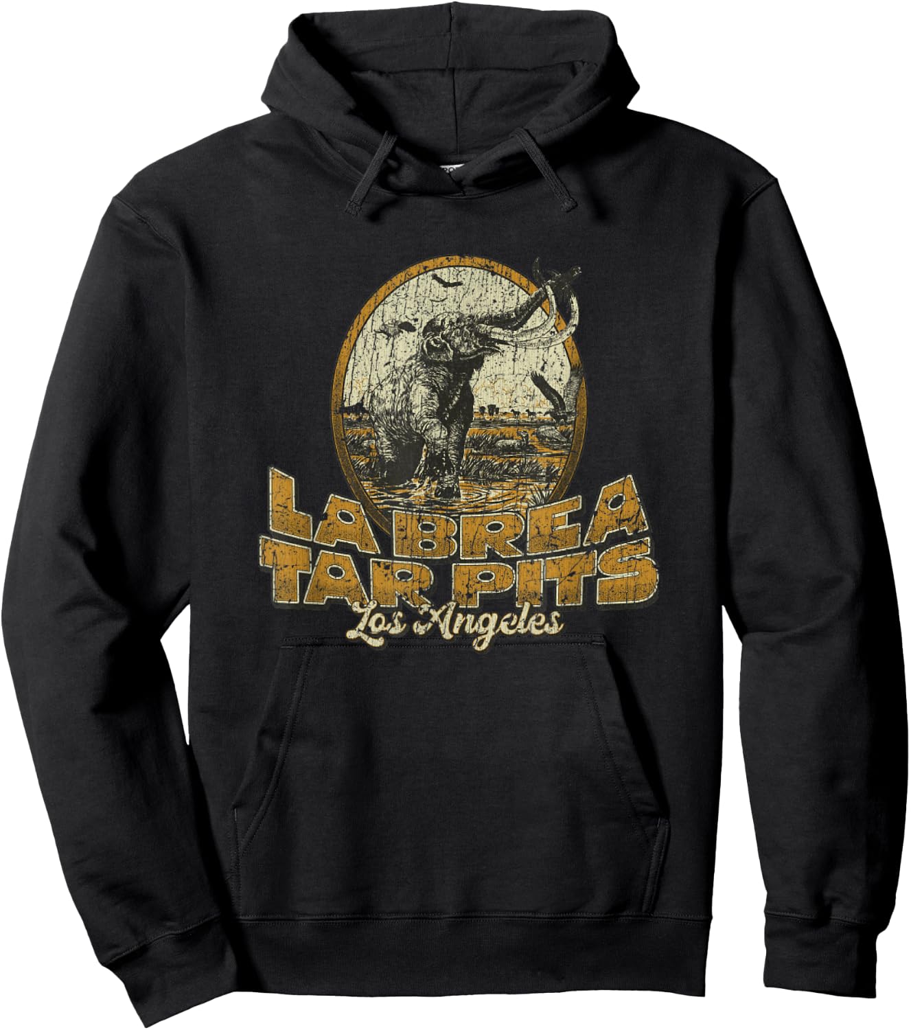 Funny Brea Tar Pits 70s Vintage Hoodie - Hoodie | Black