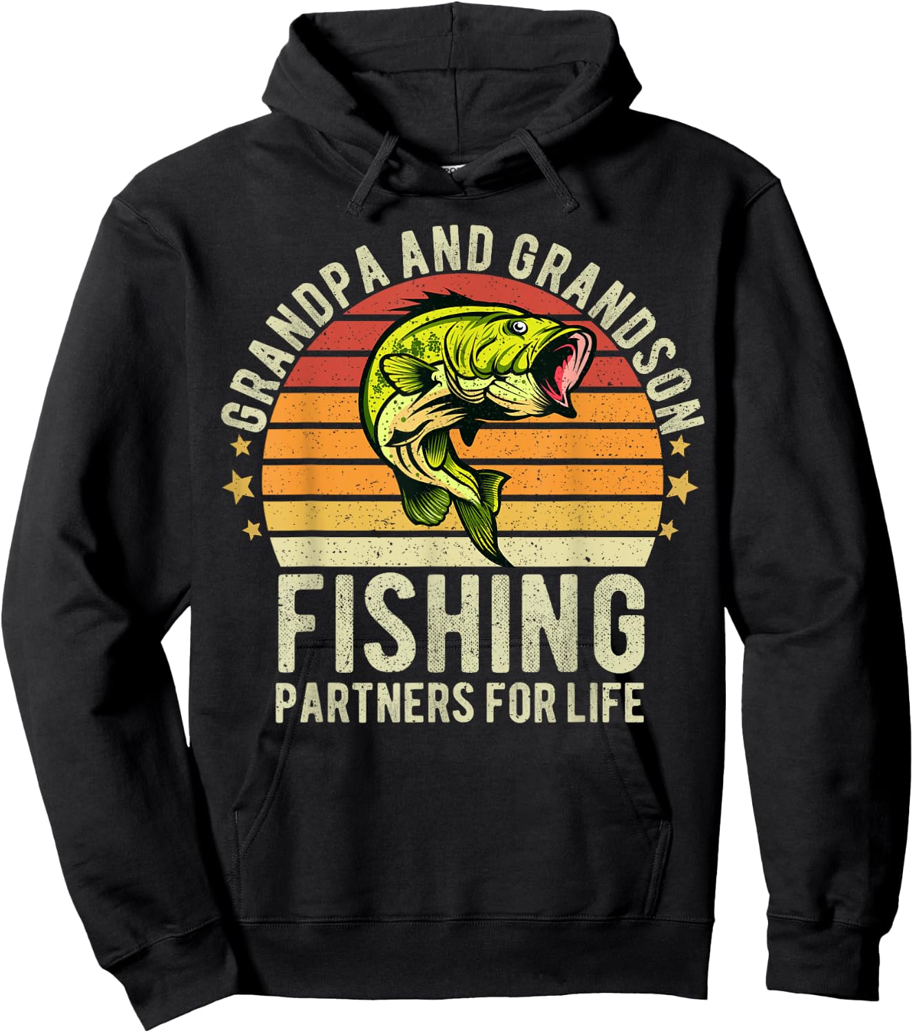 Funny Fisherman Grandpa and Grandson Fishing Partners Hoodie - Hoodie | Black