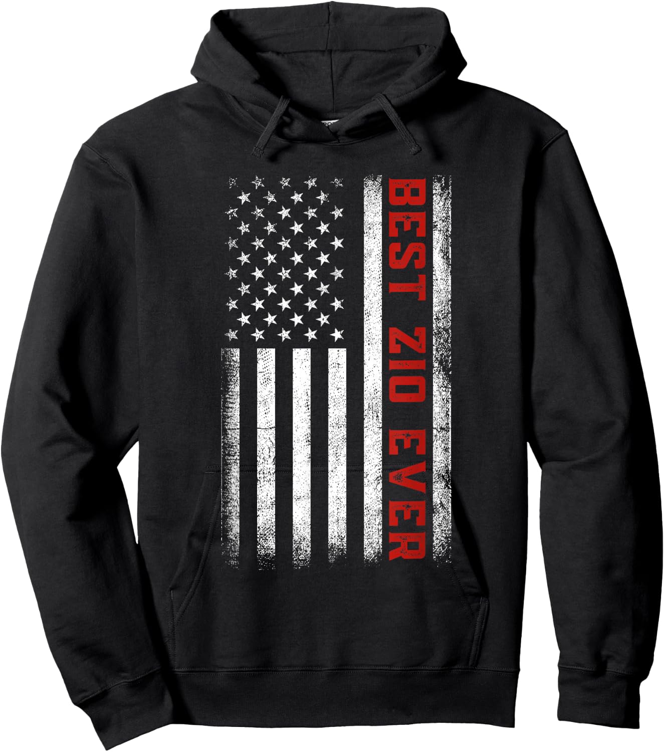Best Zio Ever American Flag Patriotic Zio Father's Day Hoodie - Hoodie | Black