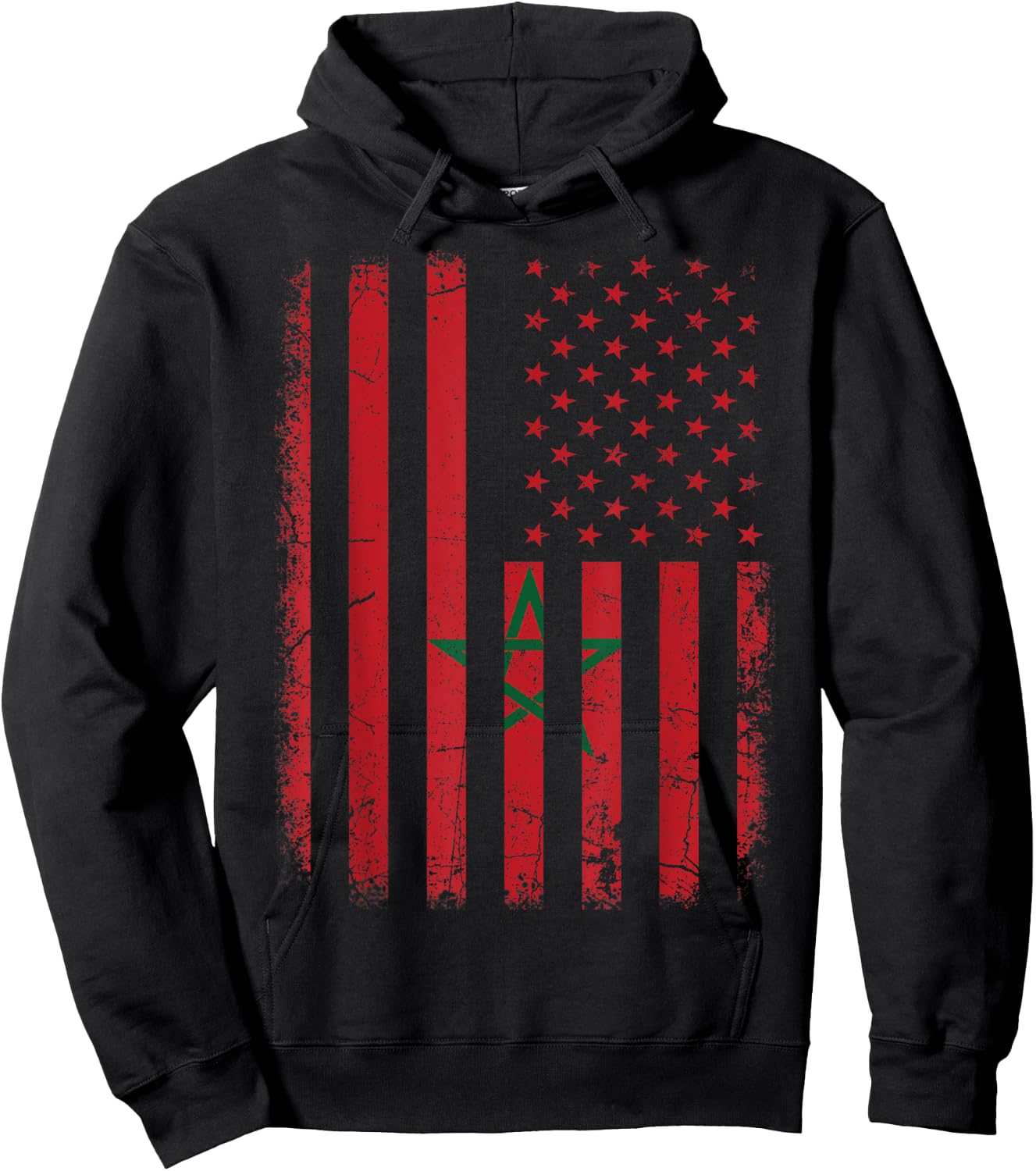 Moroccan American Flag Moroccan Roots Morocco America Kids Men Hoodie - Hoodie | Black