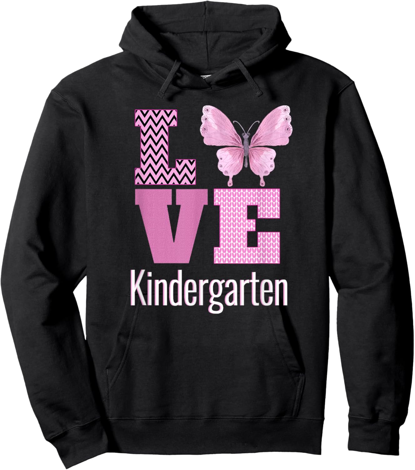 Love Kindergarten Purple Butterfly Kinder Teacher Men Women Girls Kids Hoodie - Hoodie | Black