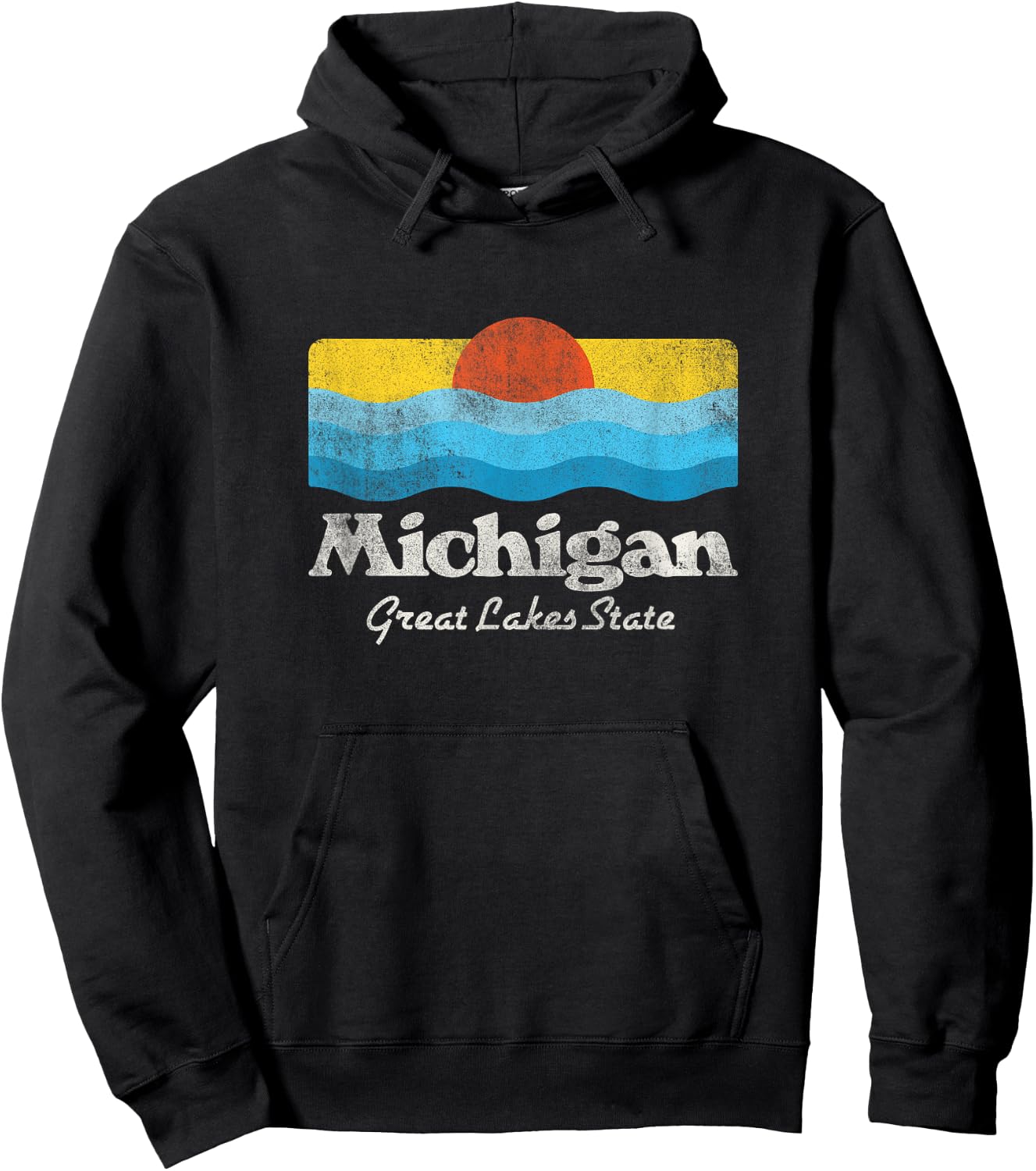 Retro Michigan Great Lakes State Hoodie - Hoodie | Black