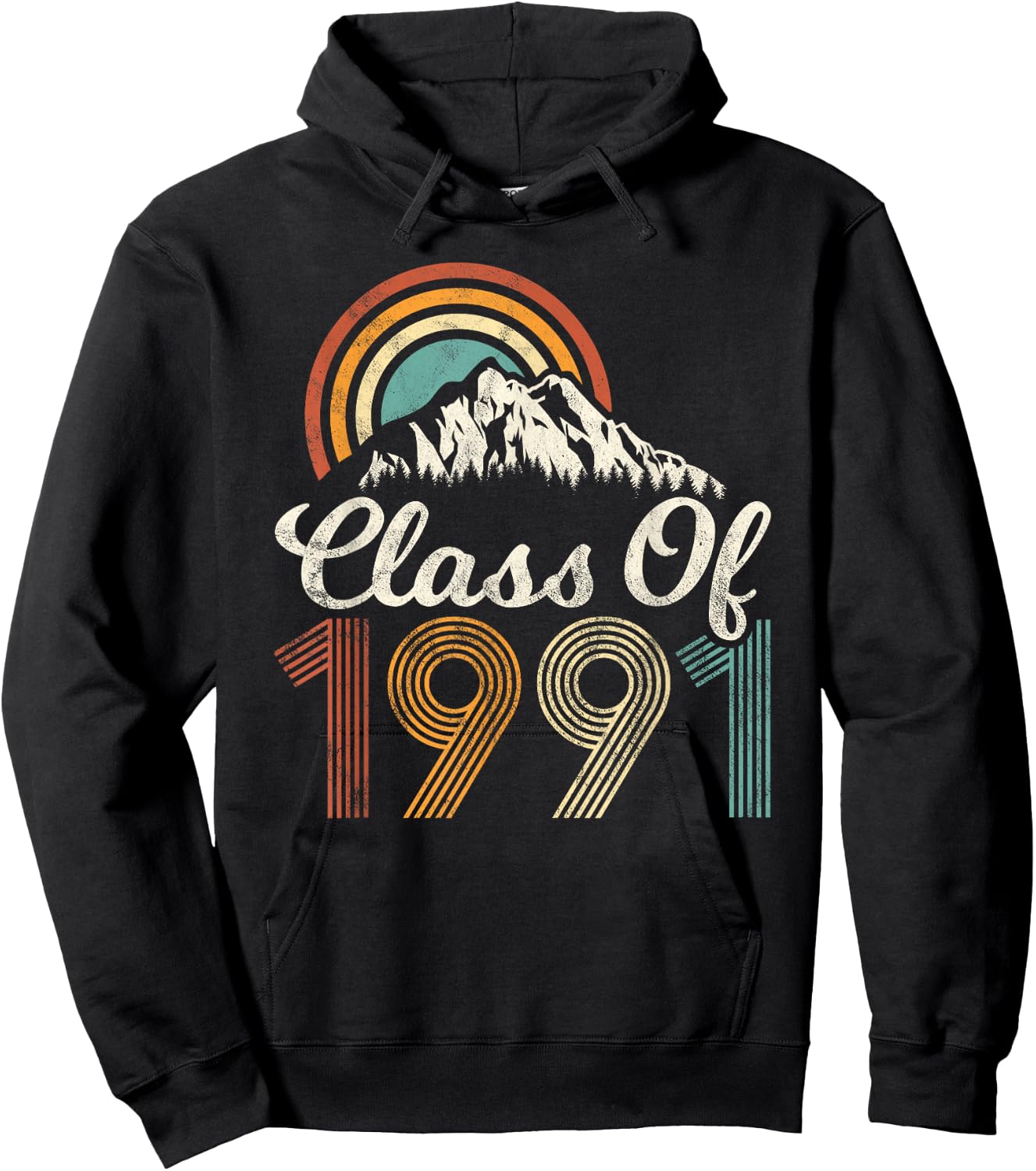 Vintage Class Of 1991 High School College Reunion Distressed Hoodie - Hoodie | Black