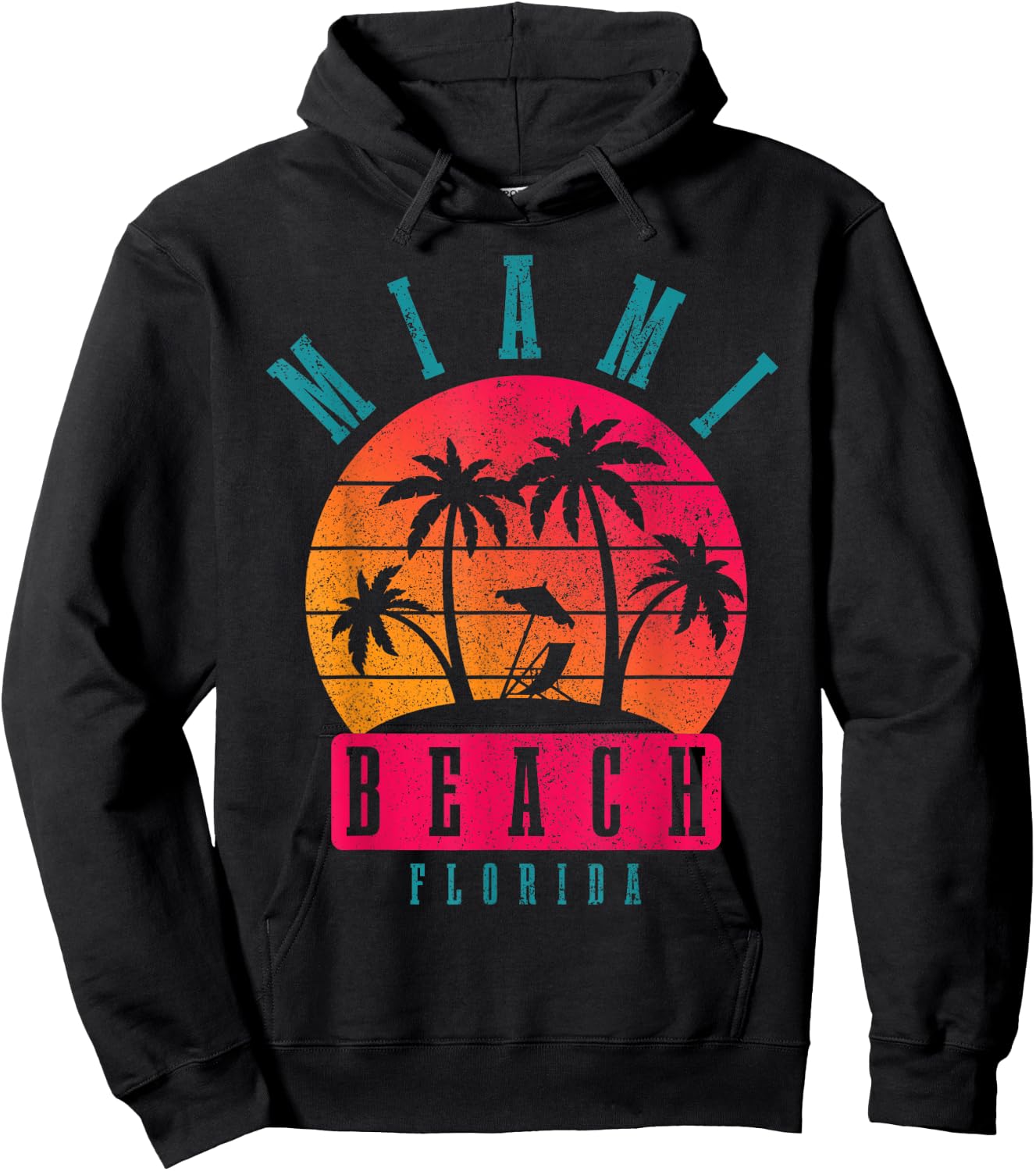 Miami Beach Florida Vintage Retro Men Women Girls Kids Hoodie - Hoodie | Black