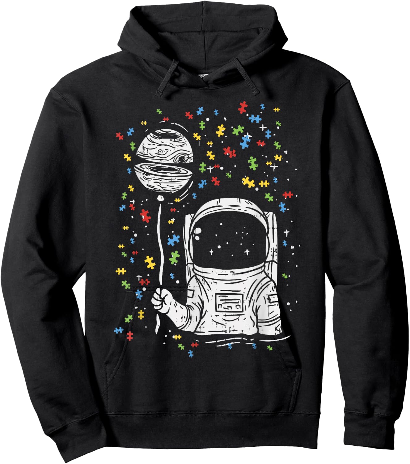 Astronaut Balloon Autism Awareness Space Kids Boy Gift Hoodie - Hoodie | Black