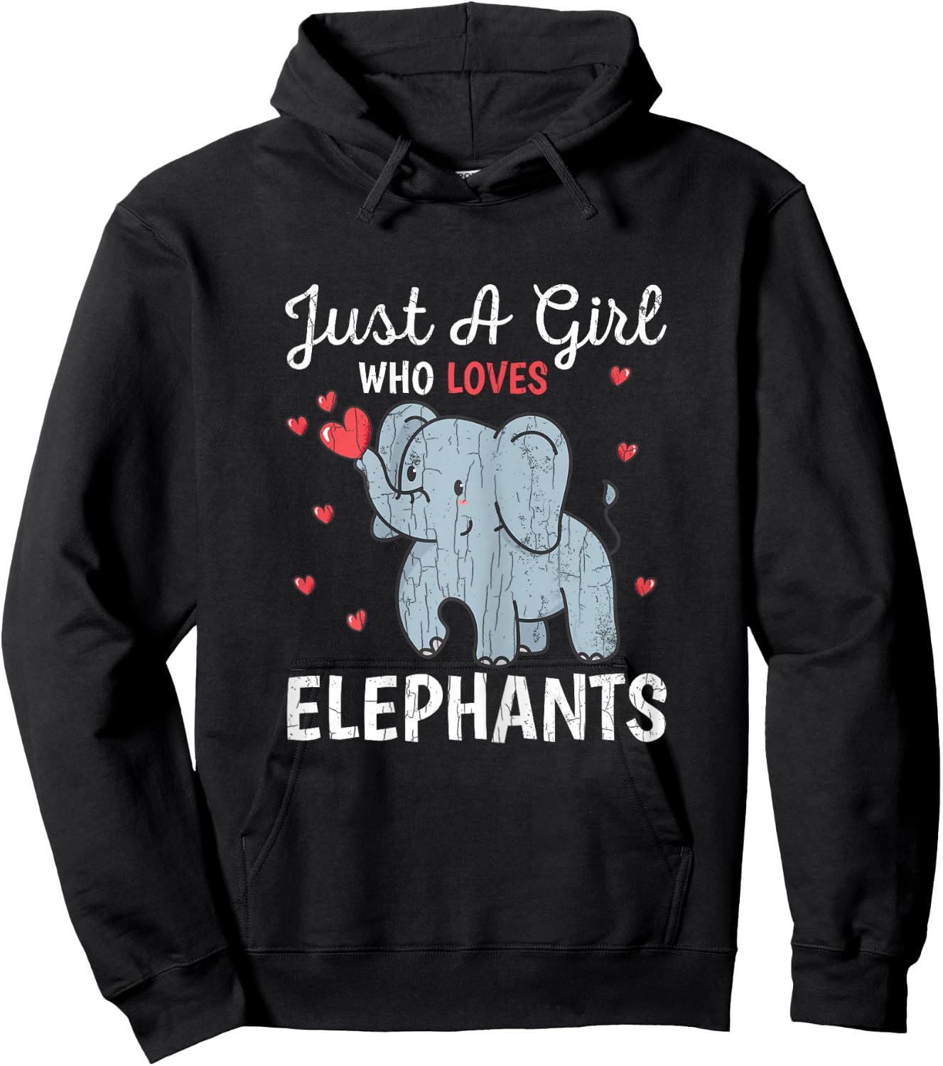 Just A Girl Who Loves Elephants Funny Cute Women Graphic Hoodie - Hoodie | Black