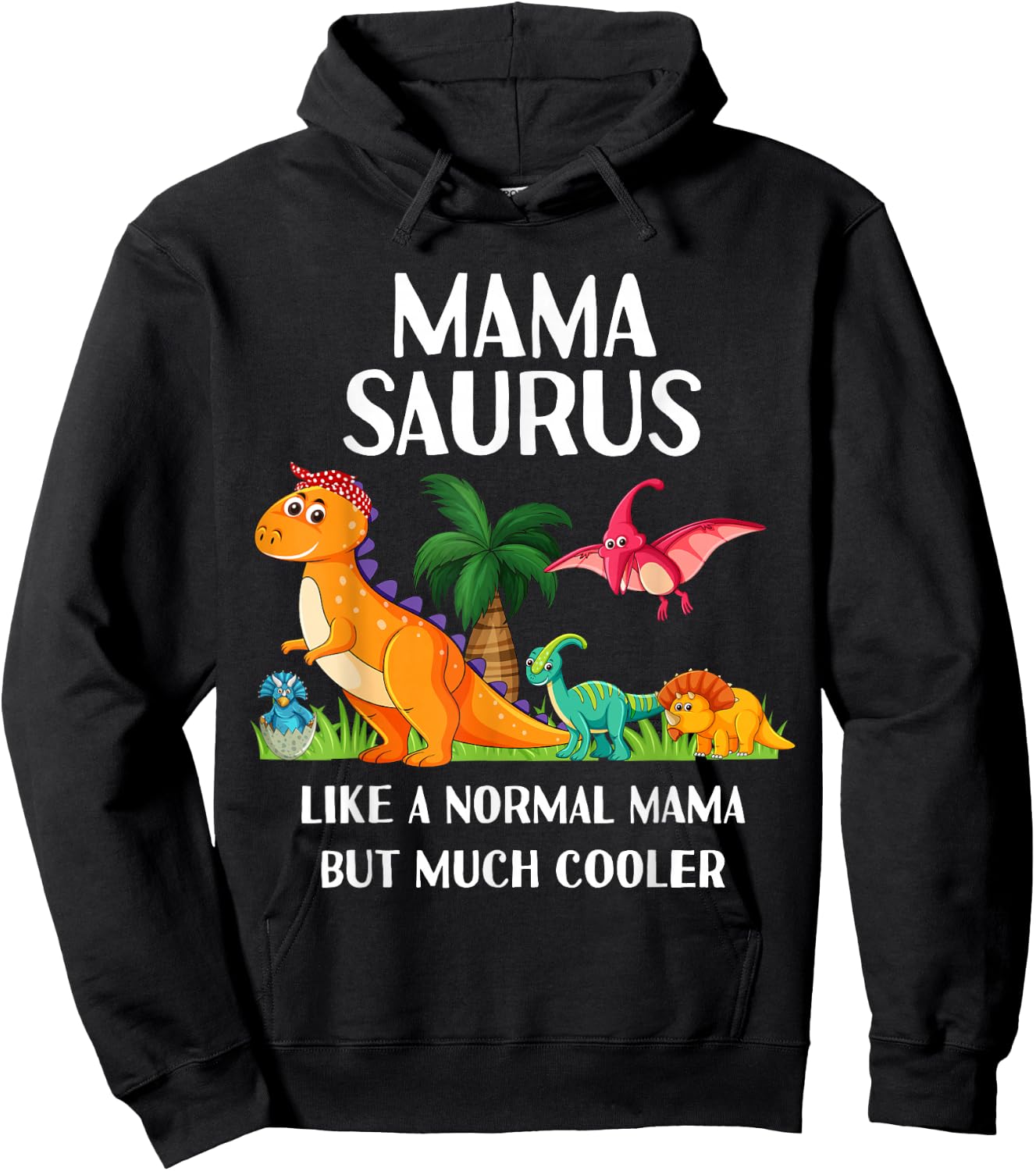 Mamasaurus Saurus Mama Mom Women Dinosaur Matching Hoodie - Hoodie | Black