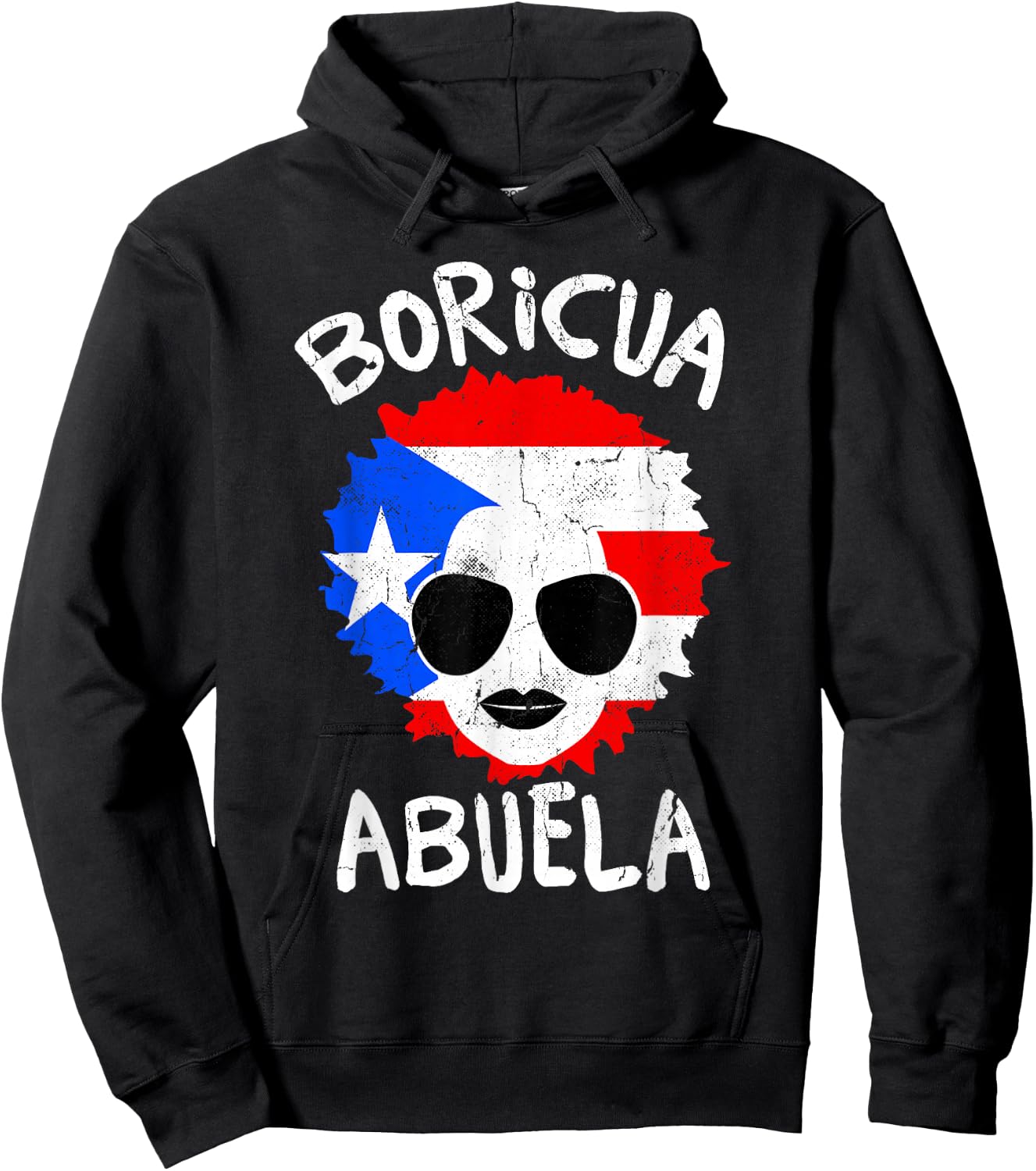 Puerto Rico Abuela Grandma Boricua Puerto Rican Flag Hoodie - Hoodie | Black