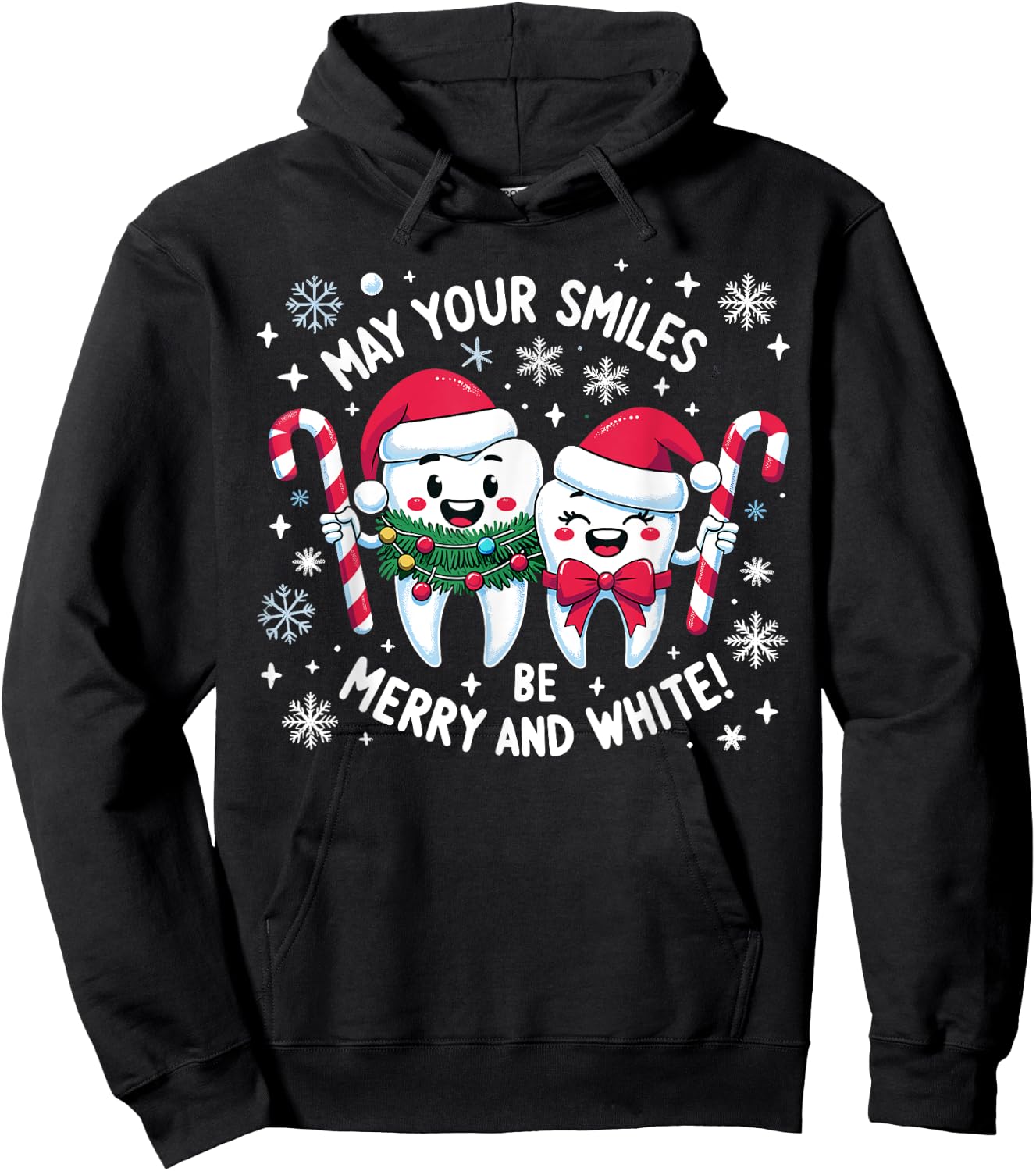 Merry and White Dental Christmas - Festive Dental Squad Xmas Hoodie - Hoodie | Black