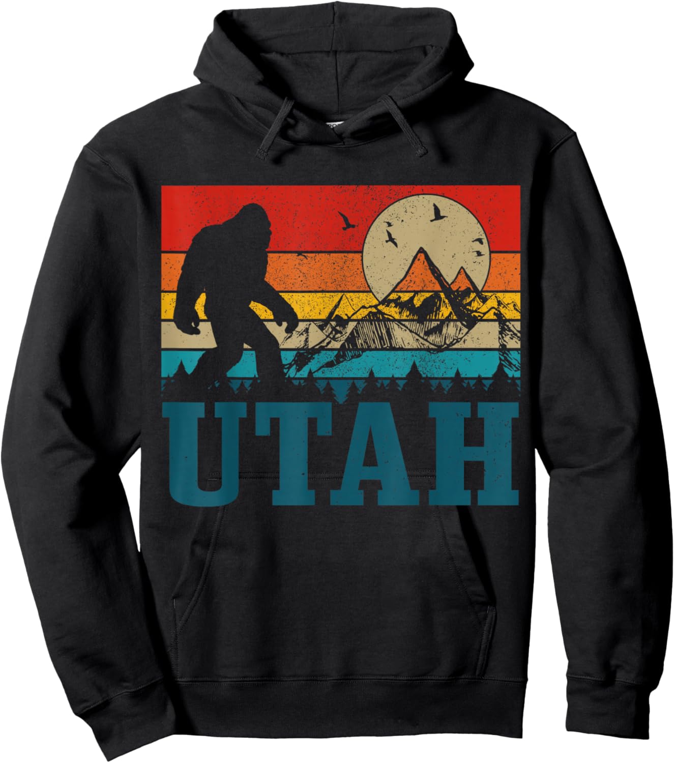 Utah Bigfoot Vintage Mountains Hiking Camping Hunter Gift Hoodie - Hoodie | Black