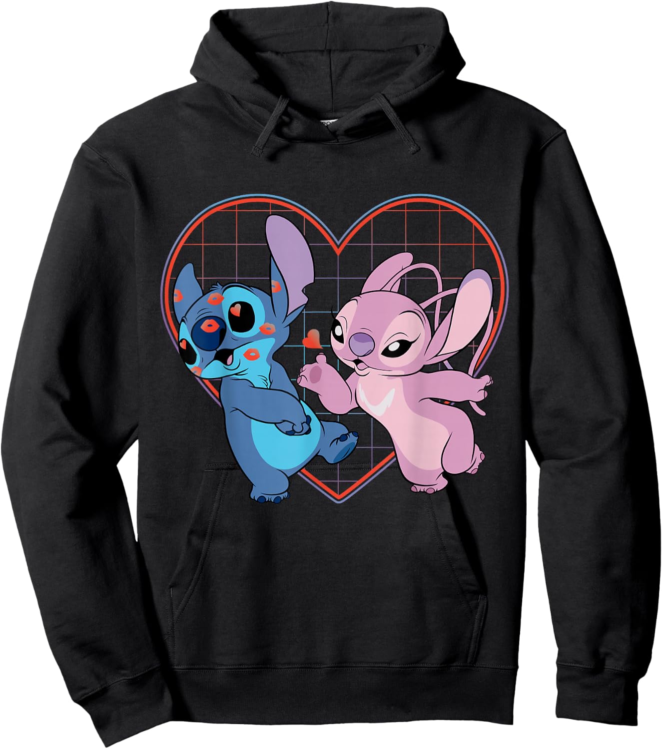 Disney Lilo and Stitch Angel Heart Kisses Hoodie - Hoodie | Black