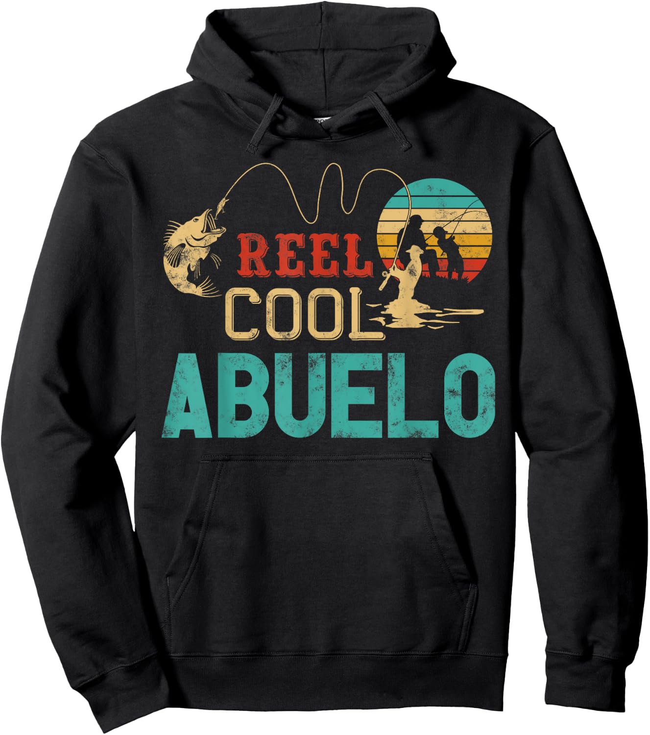 Reel Cool Abuelo vintage funny fishing rod gifts for Abuelo Hoodie - Hoodie | Black