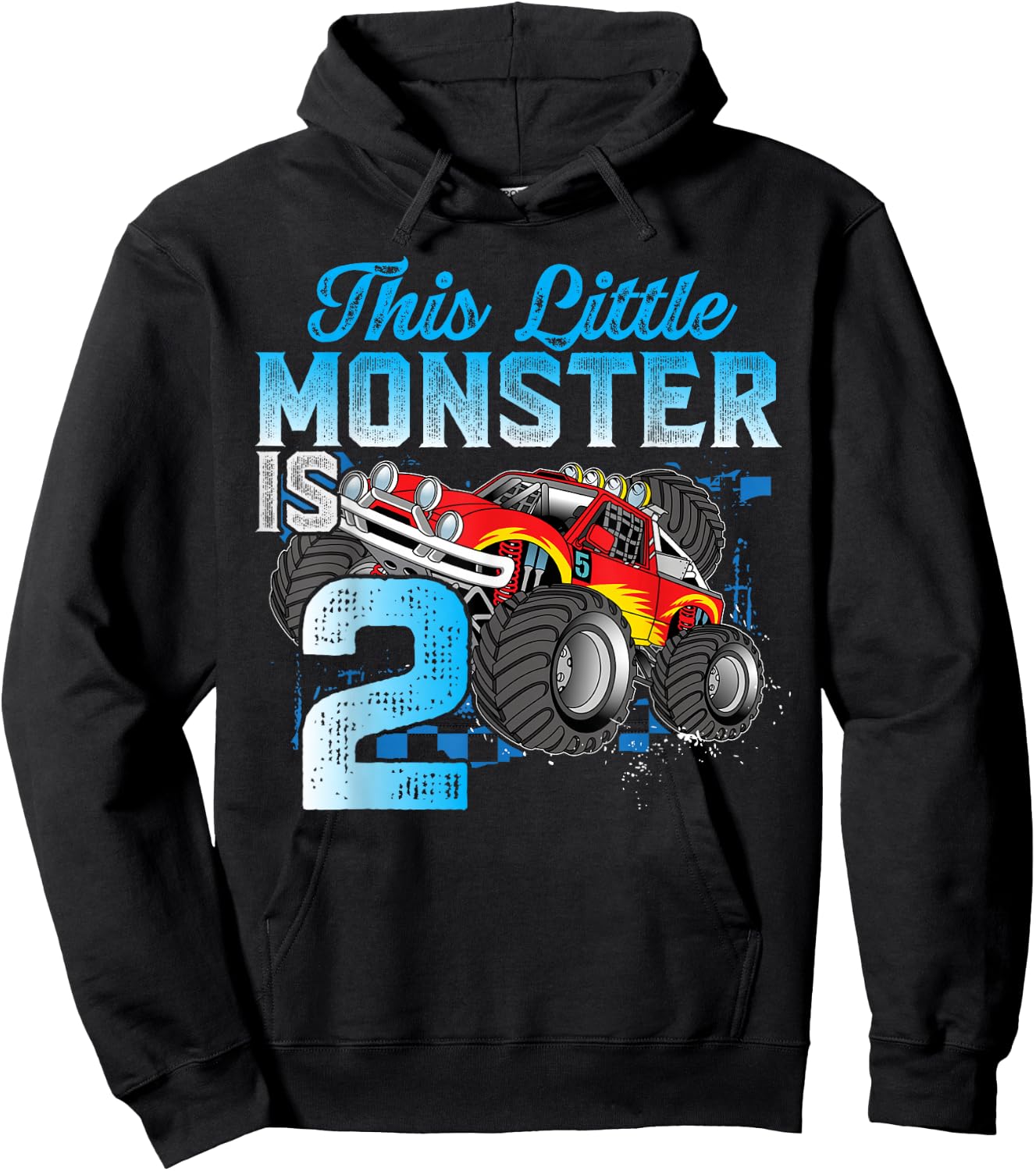 Birthday 2 Years Old Kid Monster Truck 2nd B-day Funny Hoodie - Hoodie | Black
