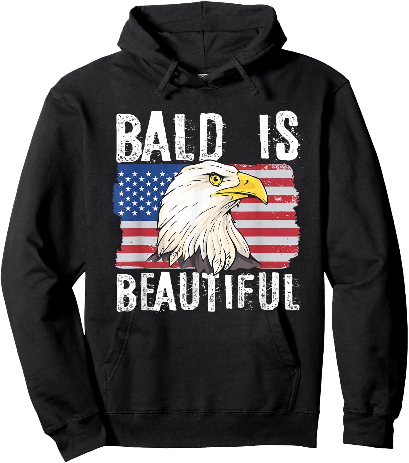 Bald is Beautiful 4th of July Independence Day Bald Eagle Hoodie - Hoodie | Black