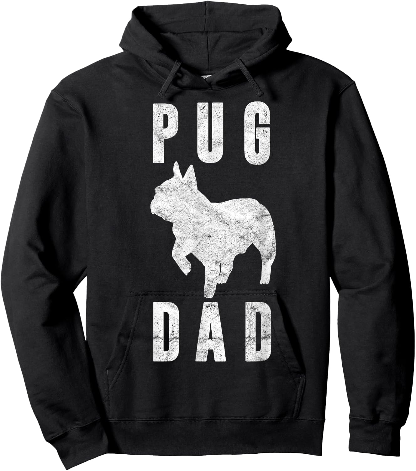 Vintage Pug Dad Gift Puggle Father Dog Papa Pet Lover Hoodie - Hoodie | Black