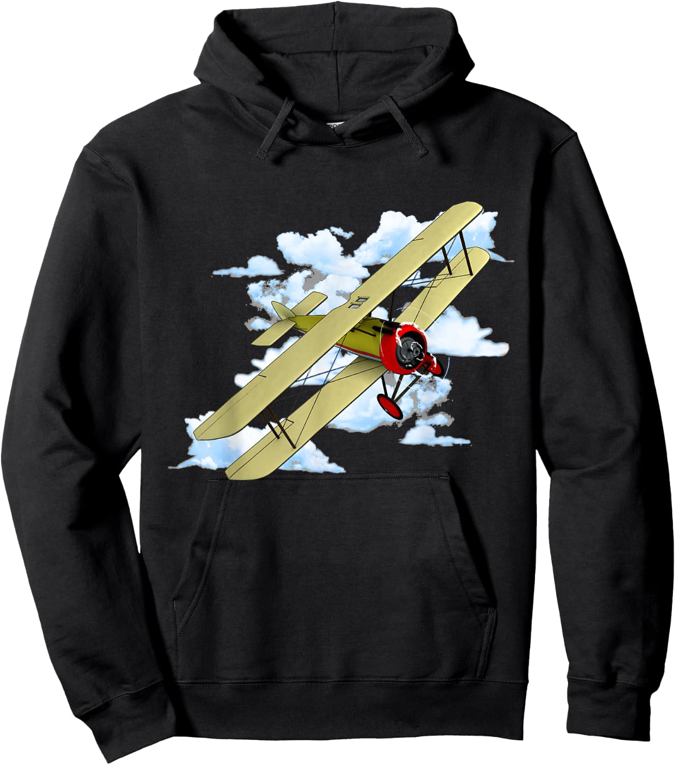 Vintage Aviation Biplane Hoodie - Hoodie | Black