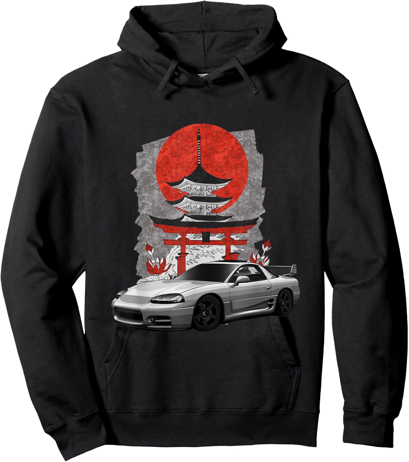 JDM 3000GT Auto Tuning Japan Shinto Shrine Drift Hoodie - Hoodie | Black