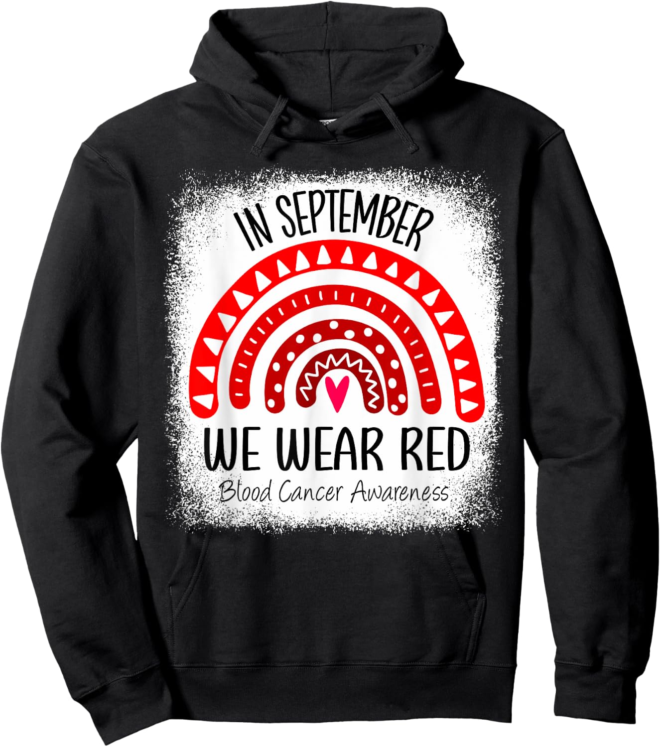 Rainbow In September We Wear Red Blood Cancer Awareness Hoodie - Hoodie | Black