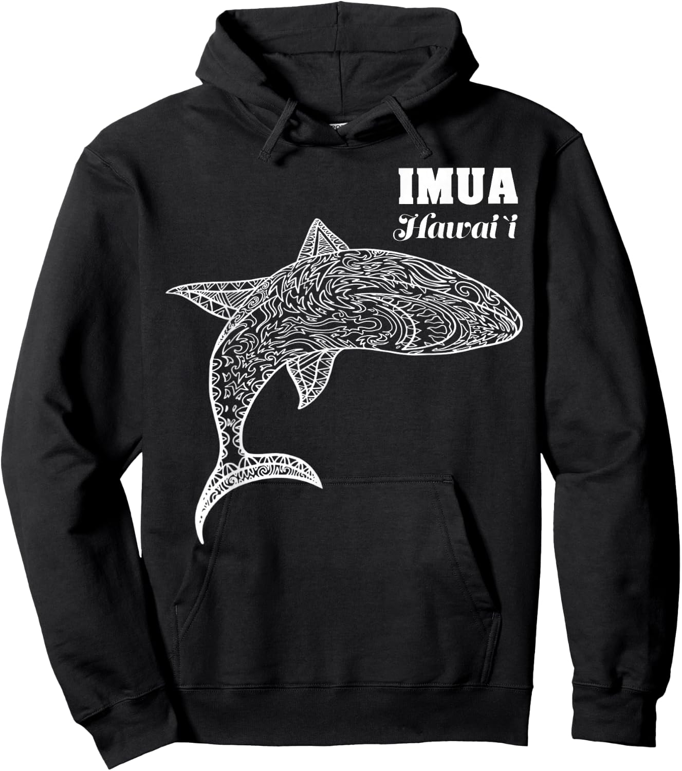 Hawaiian Tribal Mano Shark Art IMUA Hawaii Hoodie - Hoodie | Black