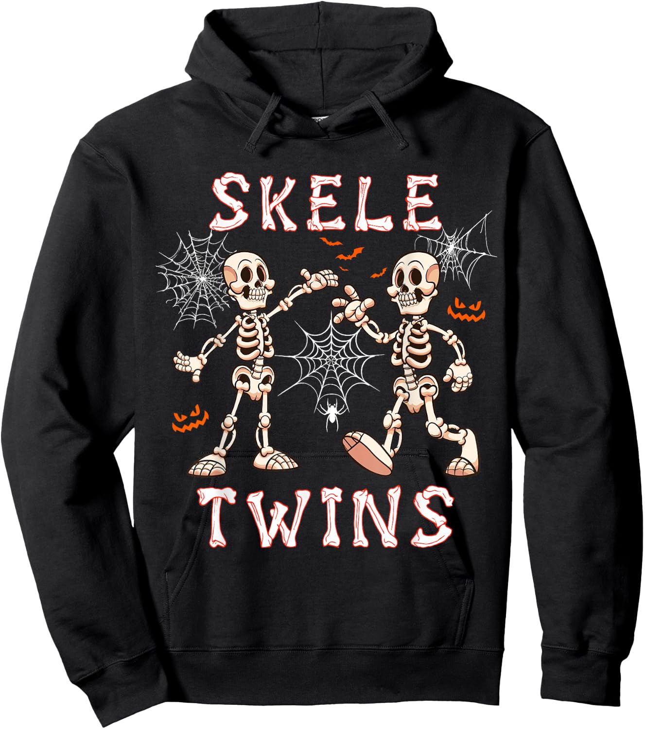 Skele Cute Twins Halloween Two Horror Skeletons Lover Family Hoodie - Hoodie | Black