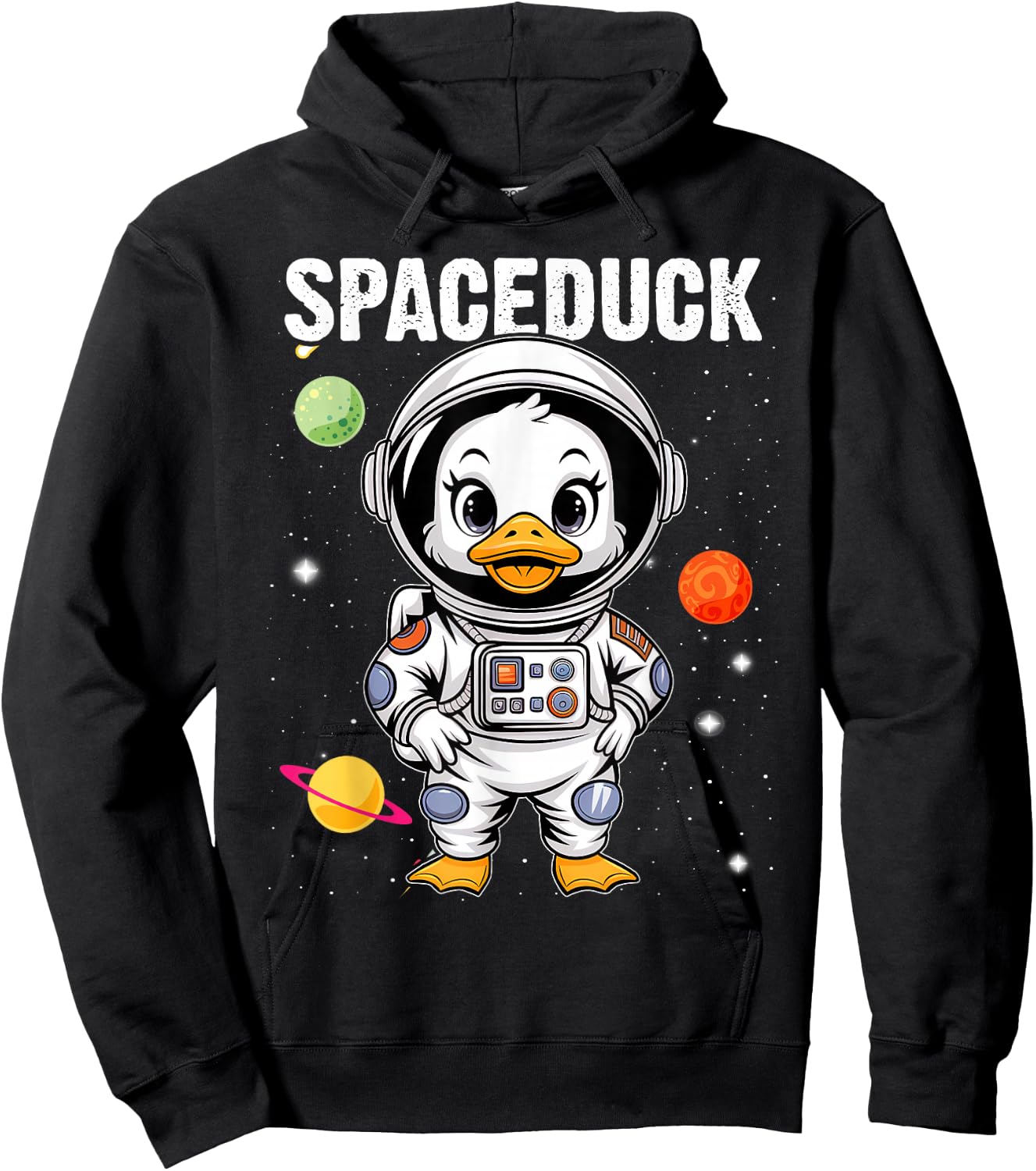 Space Rubber Duck Funny Astronaut Rubber Duckling Galaxy Hoodie - Hoodie | Black