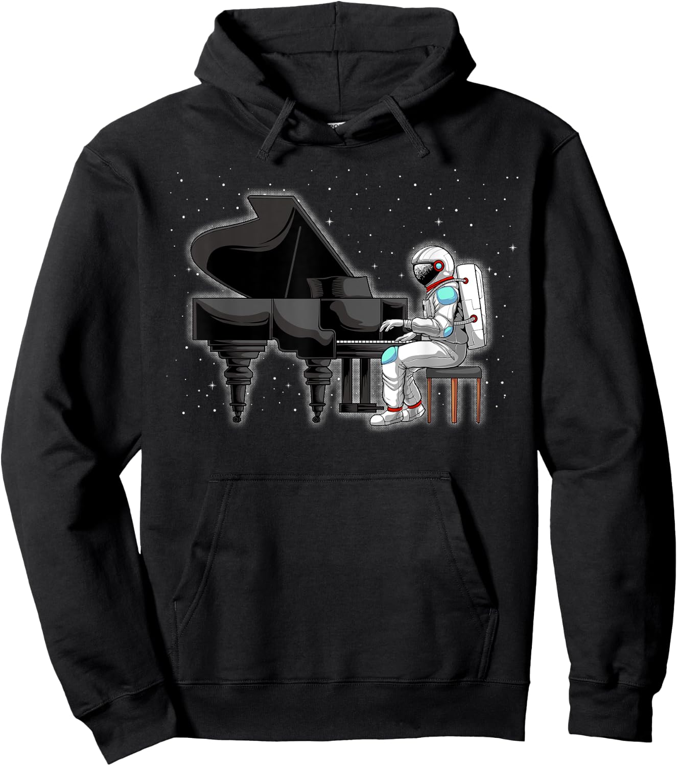 Cool Piano Art Women Keyboard Piano Player Astronaut Hoodie - Hoodie | Black