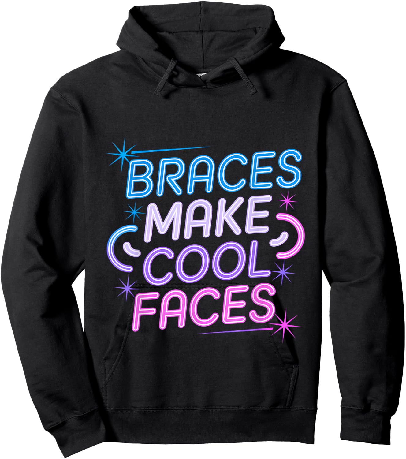 Braces Make Cool Faces Orthodontic Smile Dentist Hoodie - Hoodie | Black