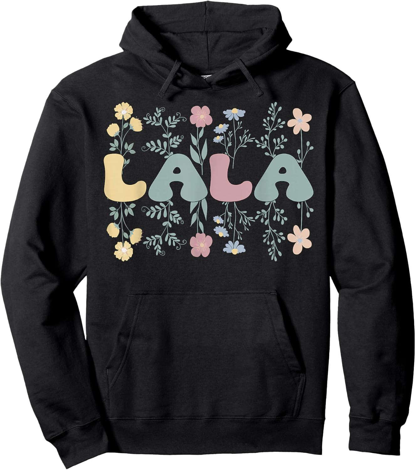 Groovy Lala Grandmother Flowers Lala Grandma Hoodie - Hoodie | Black