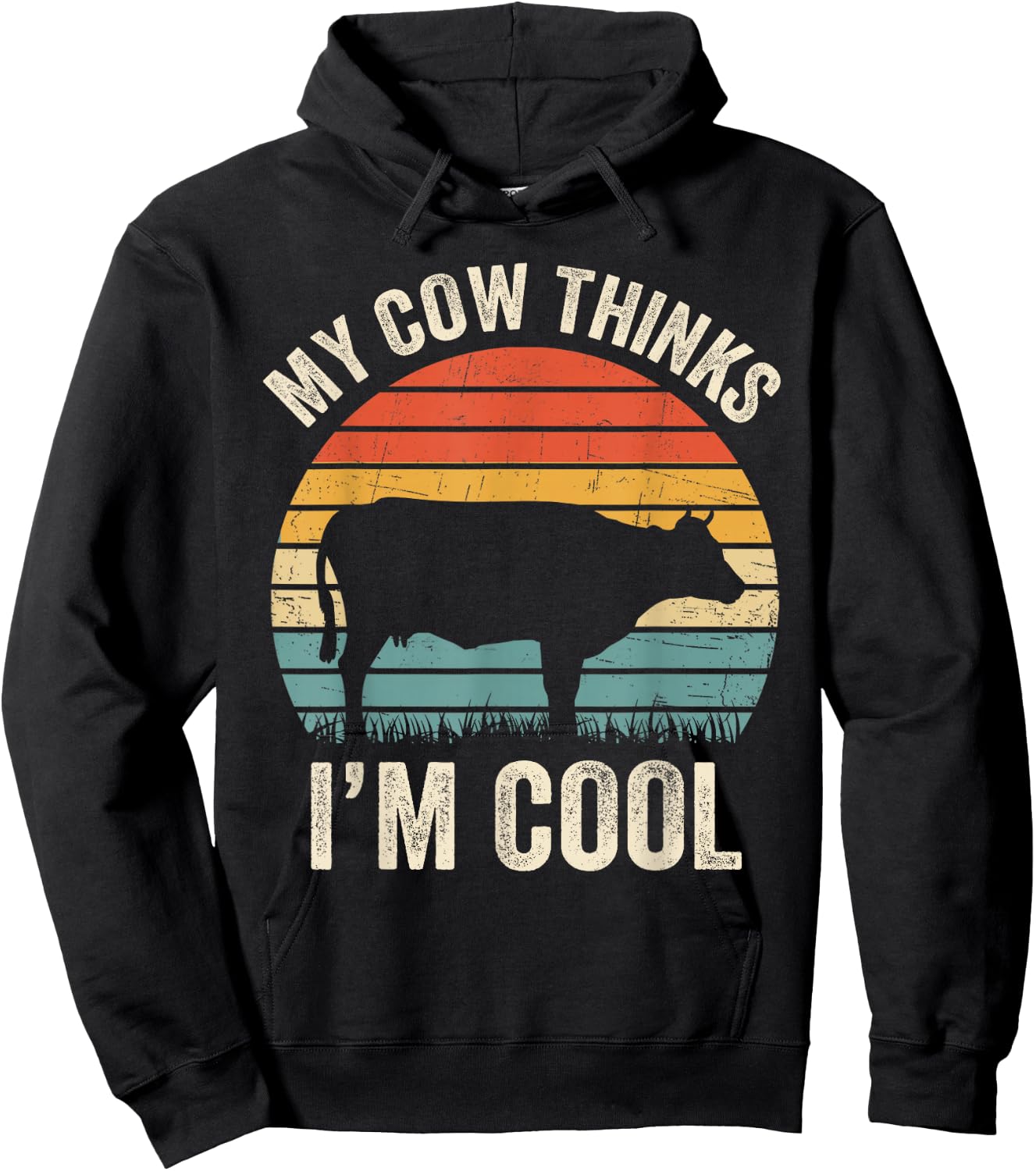 My Cow Thinks I'm Cool Vintage Funny Heifer Lover Farmers Hoodie - Hoodie | Black