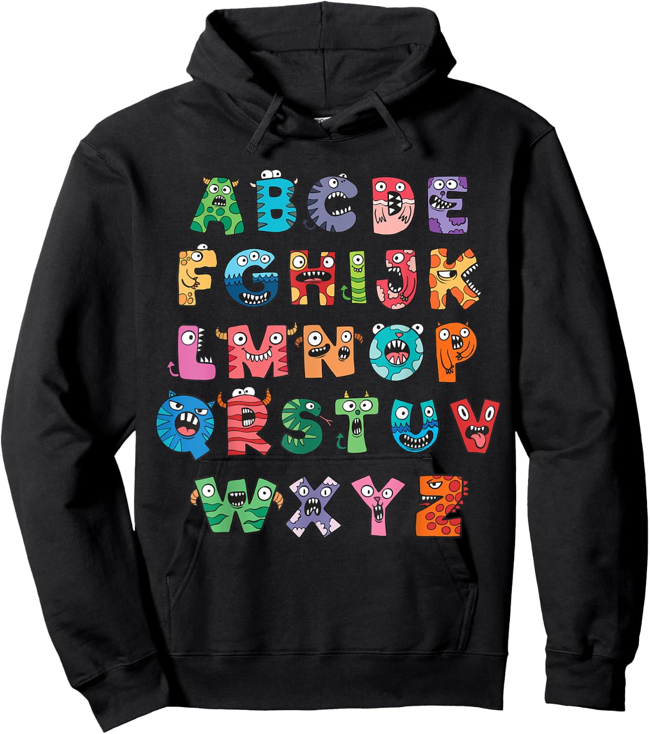 ABC Cute Monster Alphabet Halloween Teacher Costume Kids Hoodie - Hoodie | Black