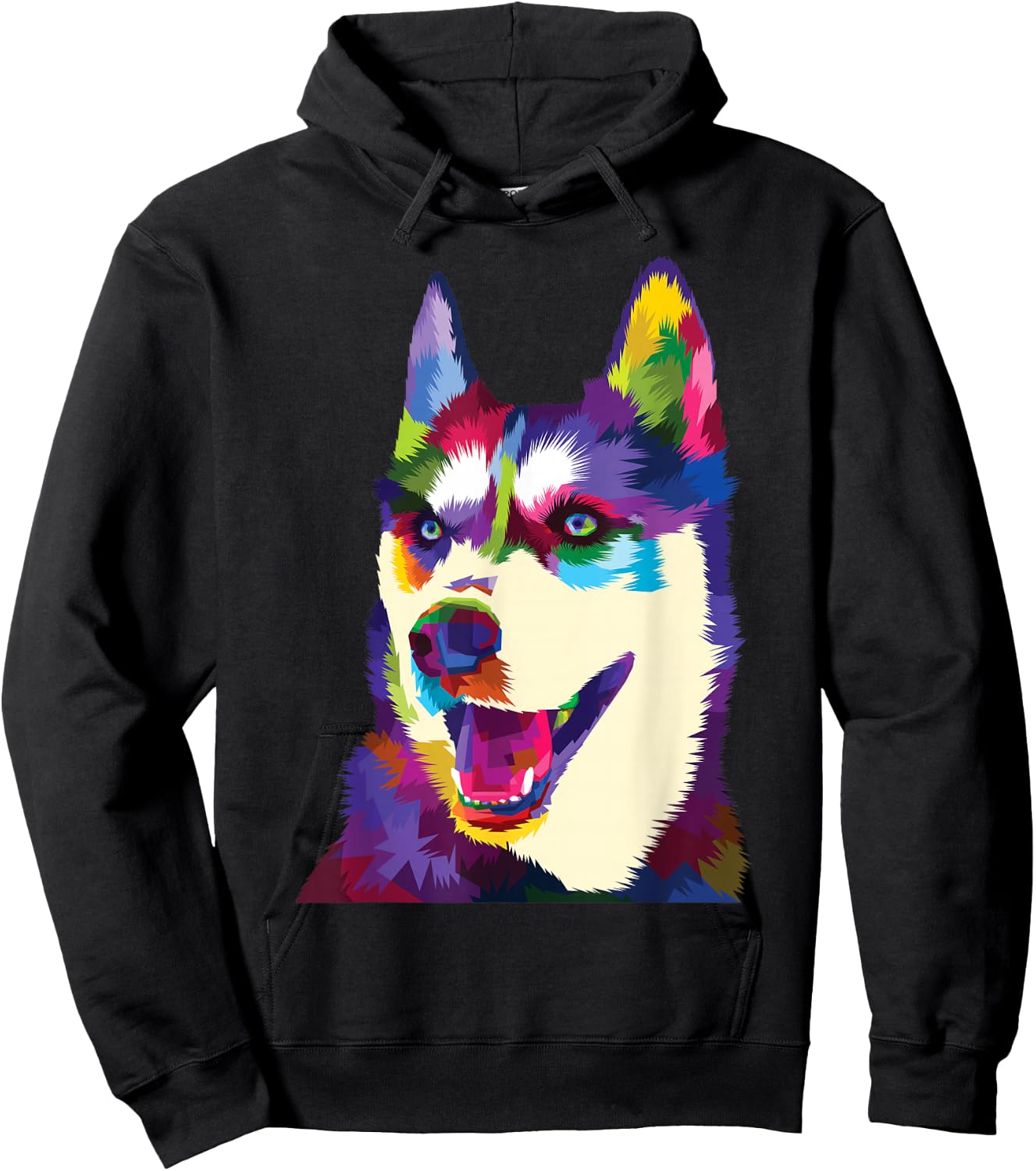 Colorful Dog Rainbow Siberian Husky Puppy Vibrant Dog Women Kids Hoodie - Hoodie | Black